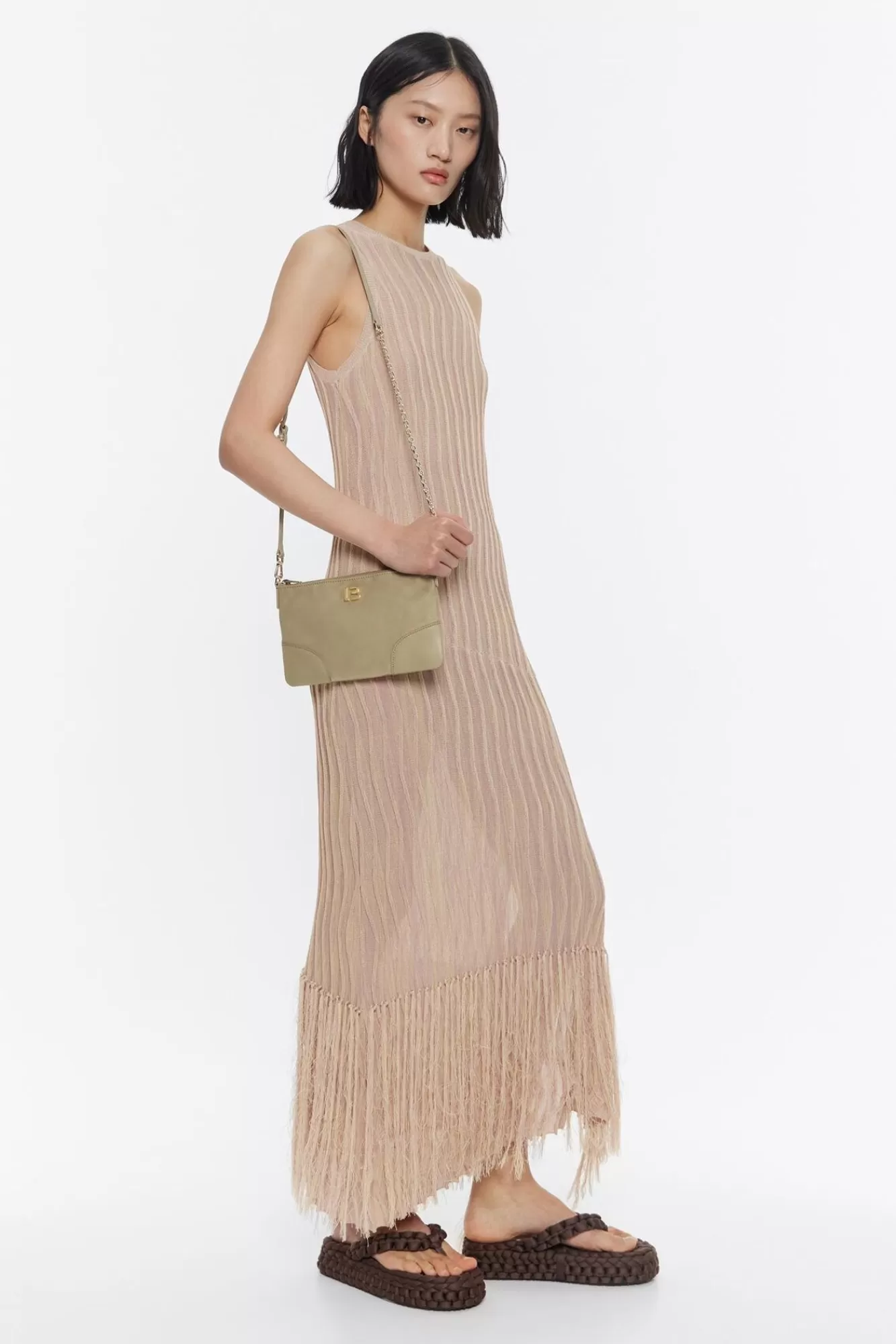 BIMBA Y LOLA Bolso Bandolera Mini Caqui Claro New