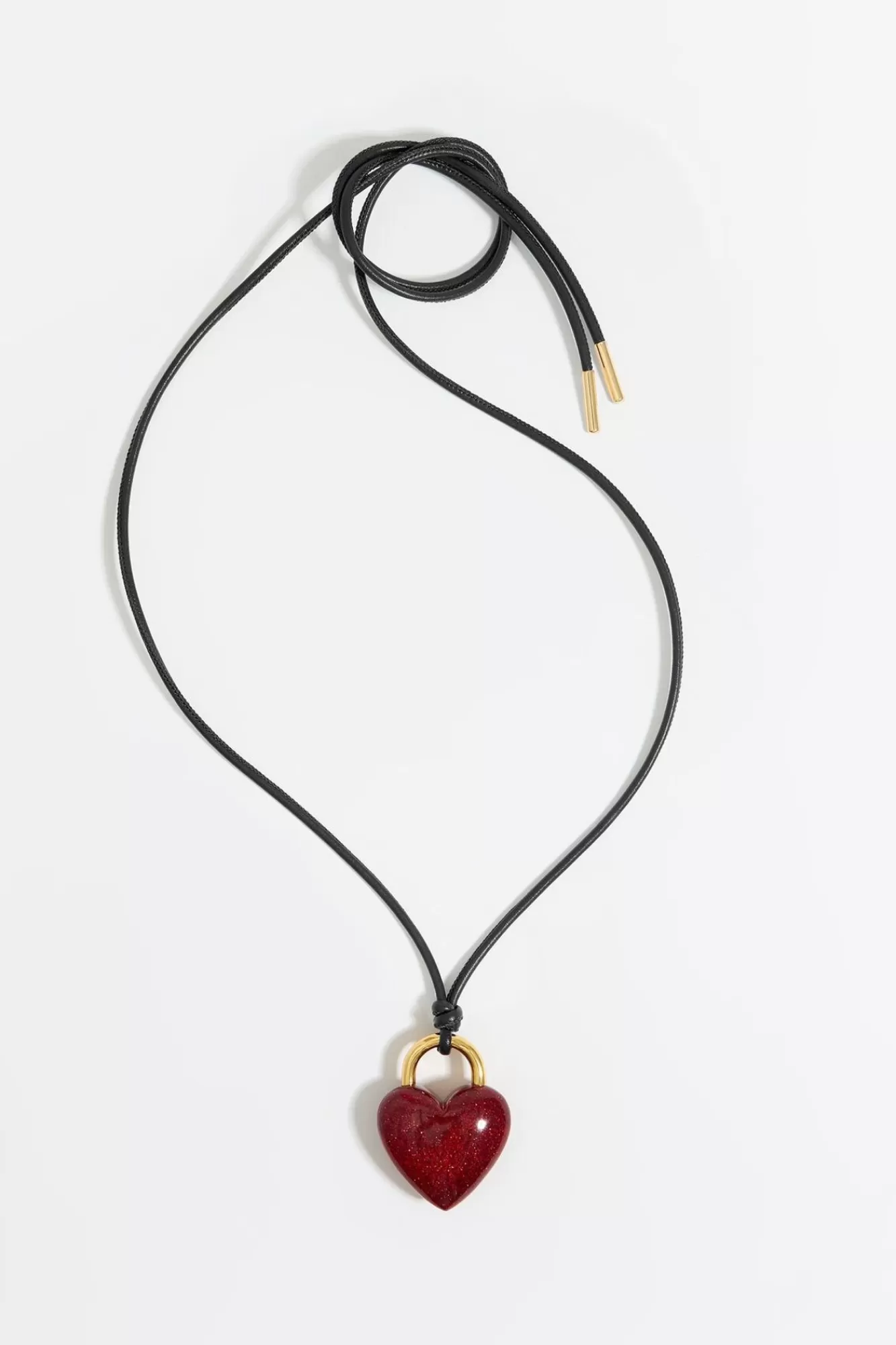 BIMBA Y LOLA Collar Cordon Piel Corazon Glitter Rojo Best