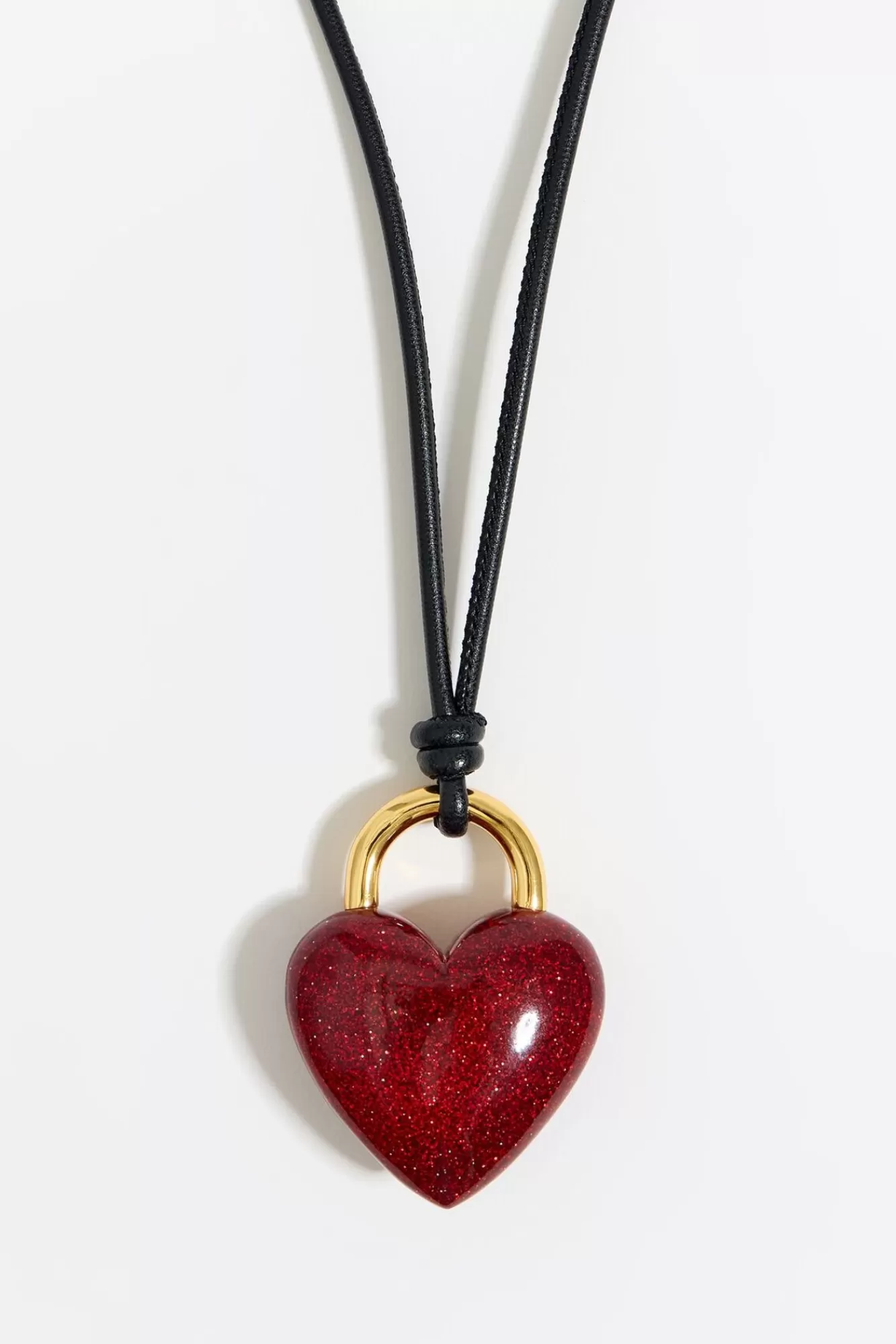 BIMBA Y LOLA Collar Cordon Piel Corazon Glitter Rojo Best