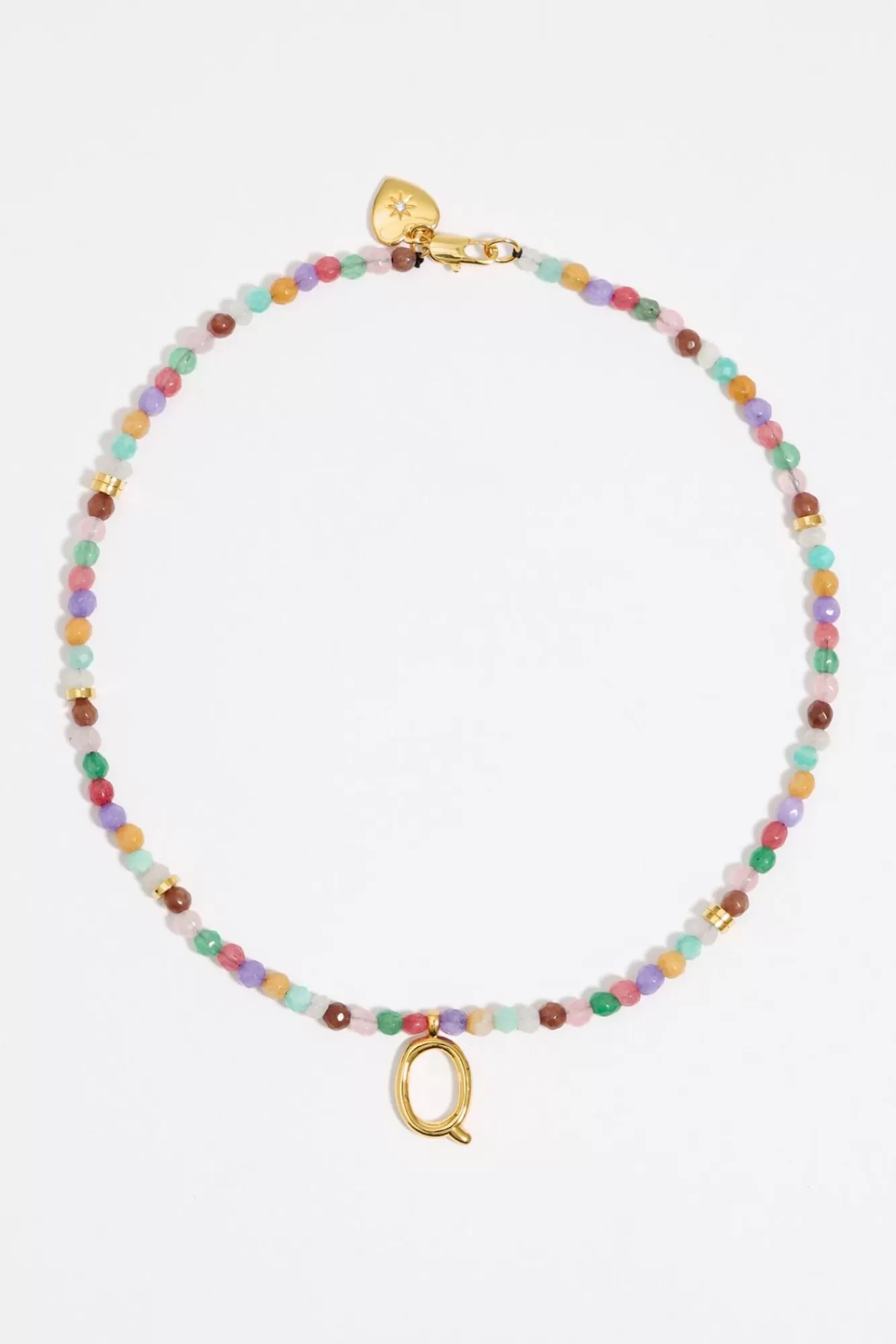 BIMBA Y LOLA Collar Letra Q Piedras Multicolores New