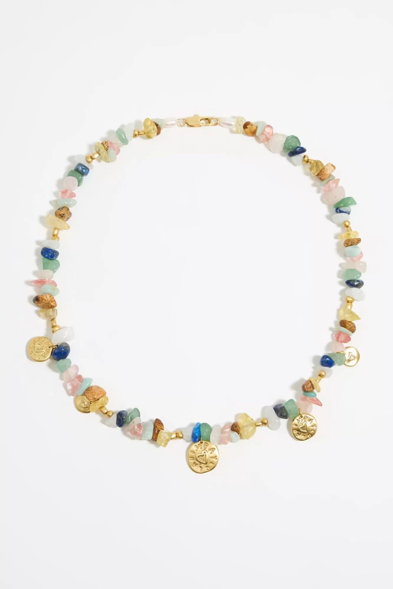 BIMBA Y LOLA Collar Logo Moneda Piedras Multicolores Best