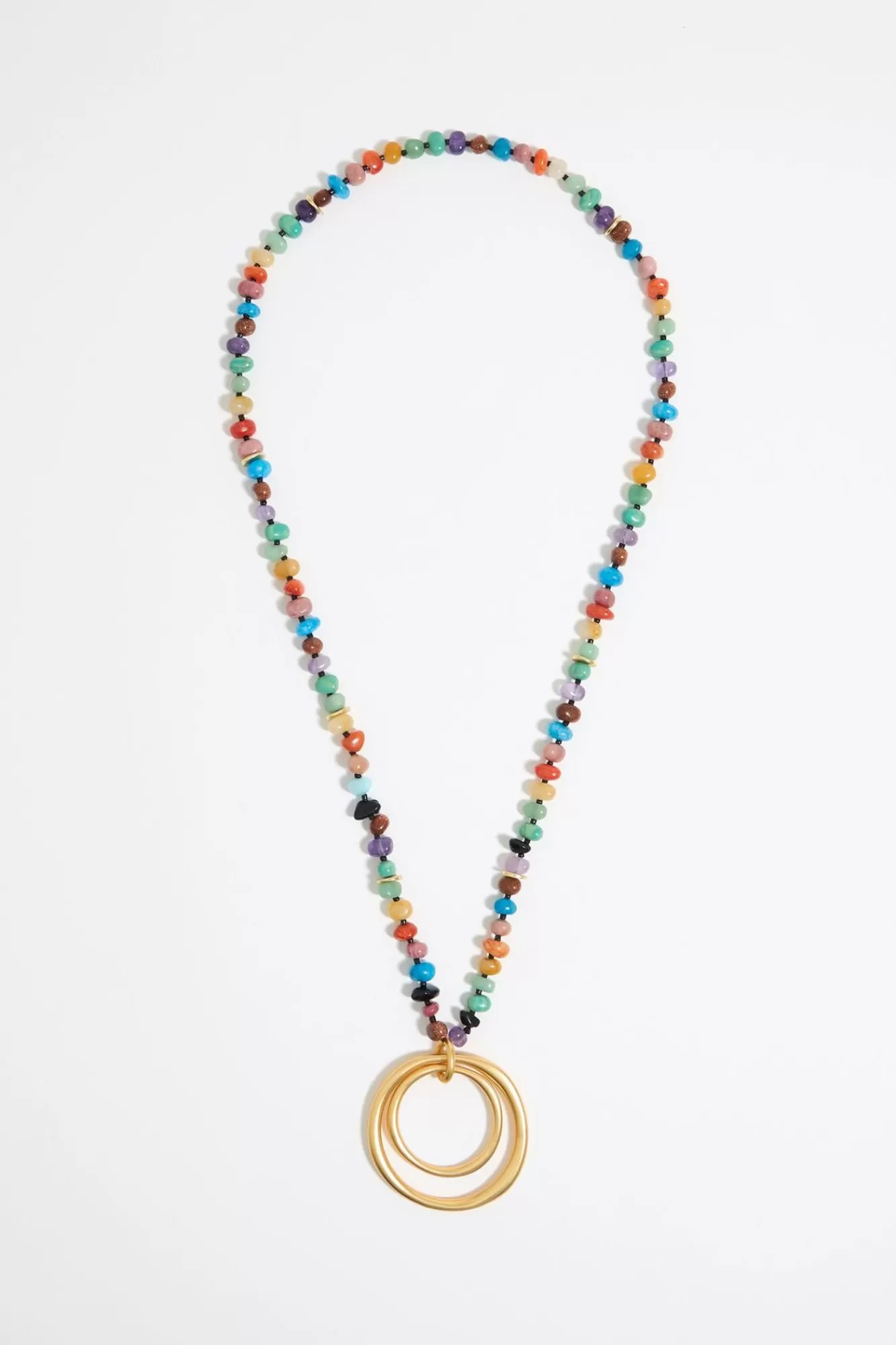BIMBA Y LOLA Collar Piedras Multicolores Arandelas Dorado Mate Outlet