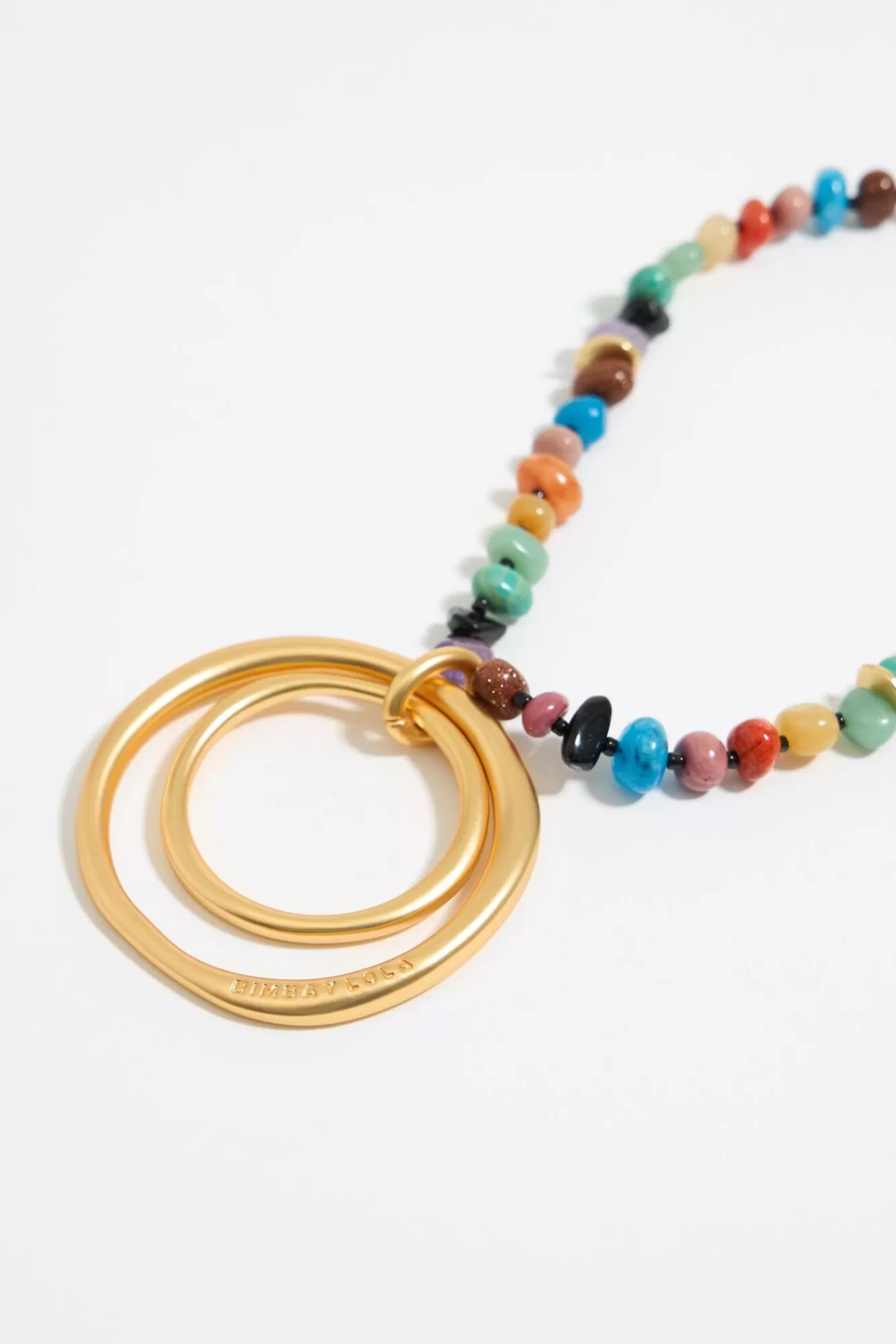 BIMBA Y LOLA Collar Piedras Multicolores Arandelas Dorado Mate Outlet
