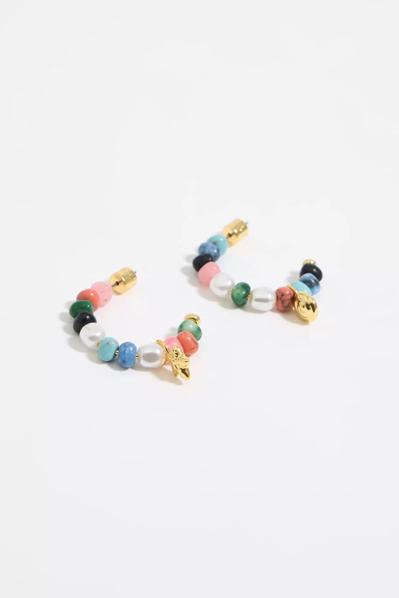 BIMBA Y LOLA Pendientes Aro Caracolas, Perlas Y Piedras Multicolores Cheap