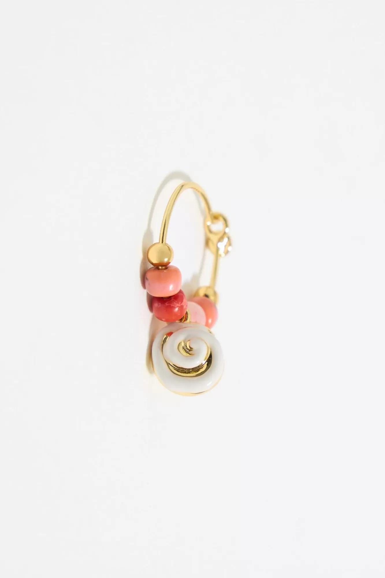 BIMBA Y LOLA Pendientes Aro Coral Y Caracola Dorada Fashion