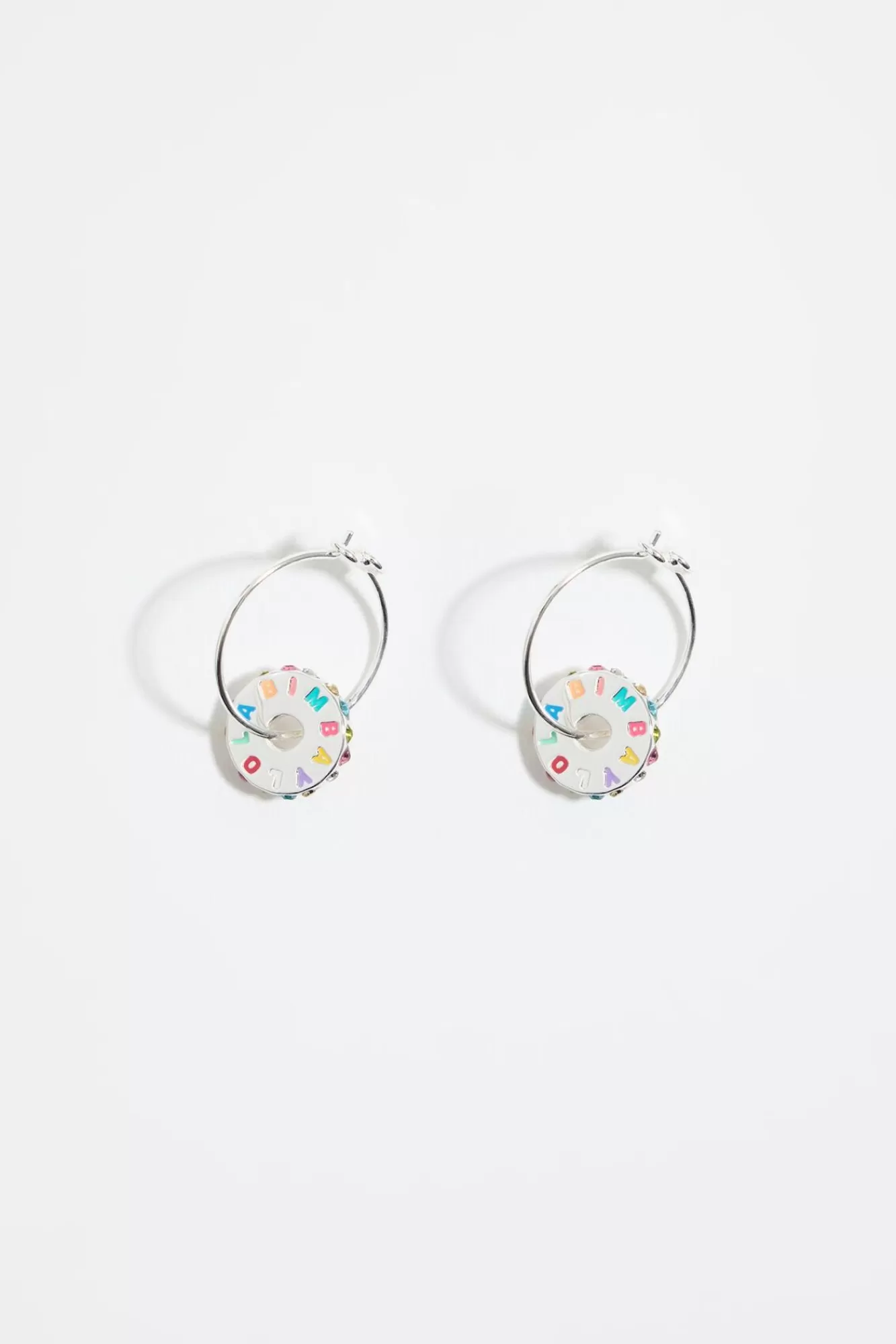 BIMBA Y LOLA Pendientes Aro Logo Cristales Multicolor Hot