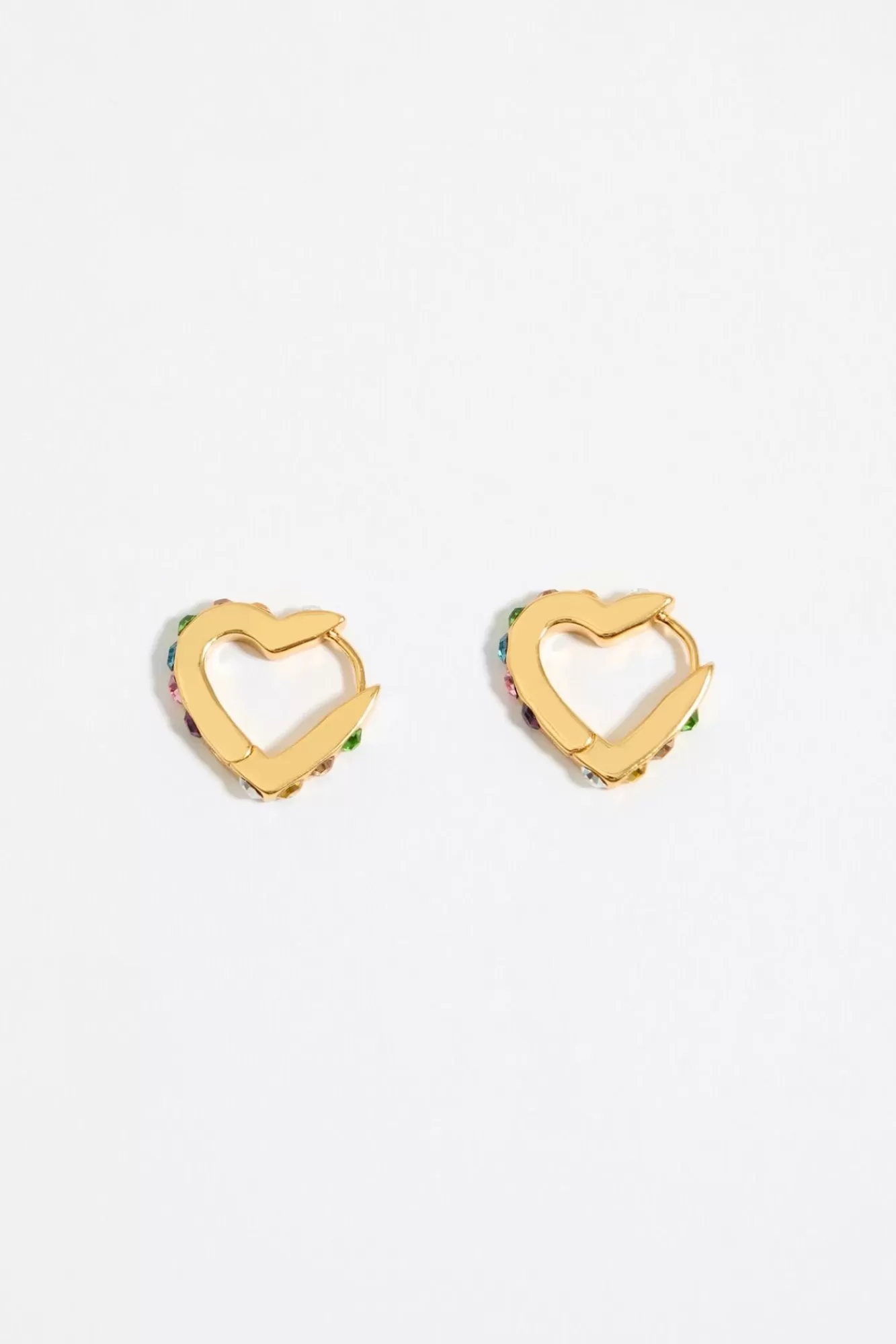 BIMBA Y LOLA Pendientes Aro Mini Corazon Cristales Multicolor Flash Sale