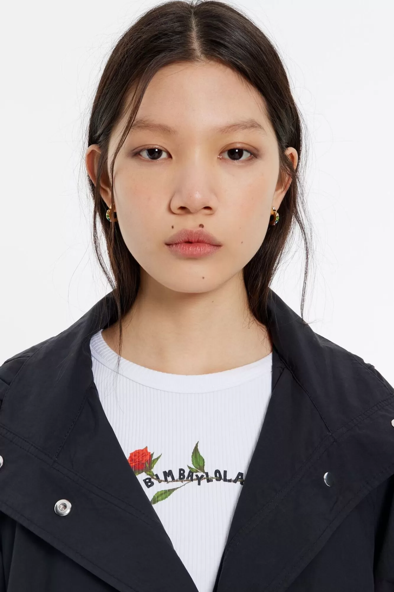 BIMBA Y LOLA Pendientes Aro Mini Corazon Cristales Multicolor Flash Sale