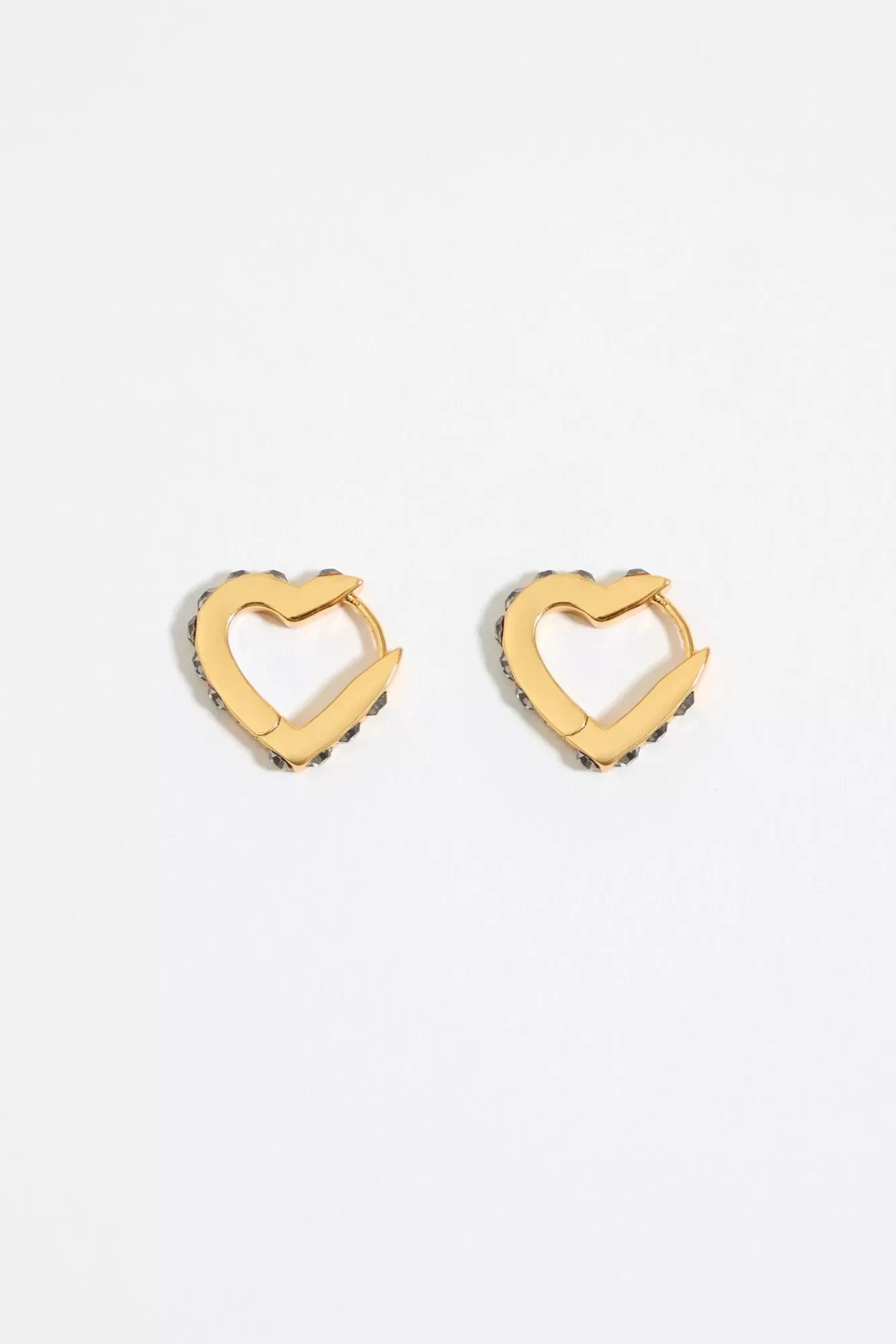 BIMBA Y LOLA Pendientes Aro Mini Dorado Corazon Cristales Best Sale