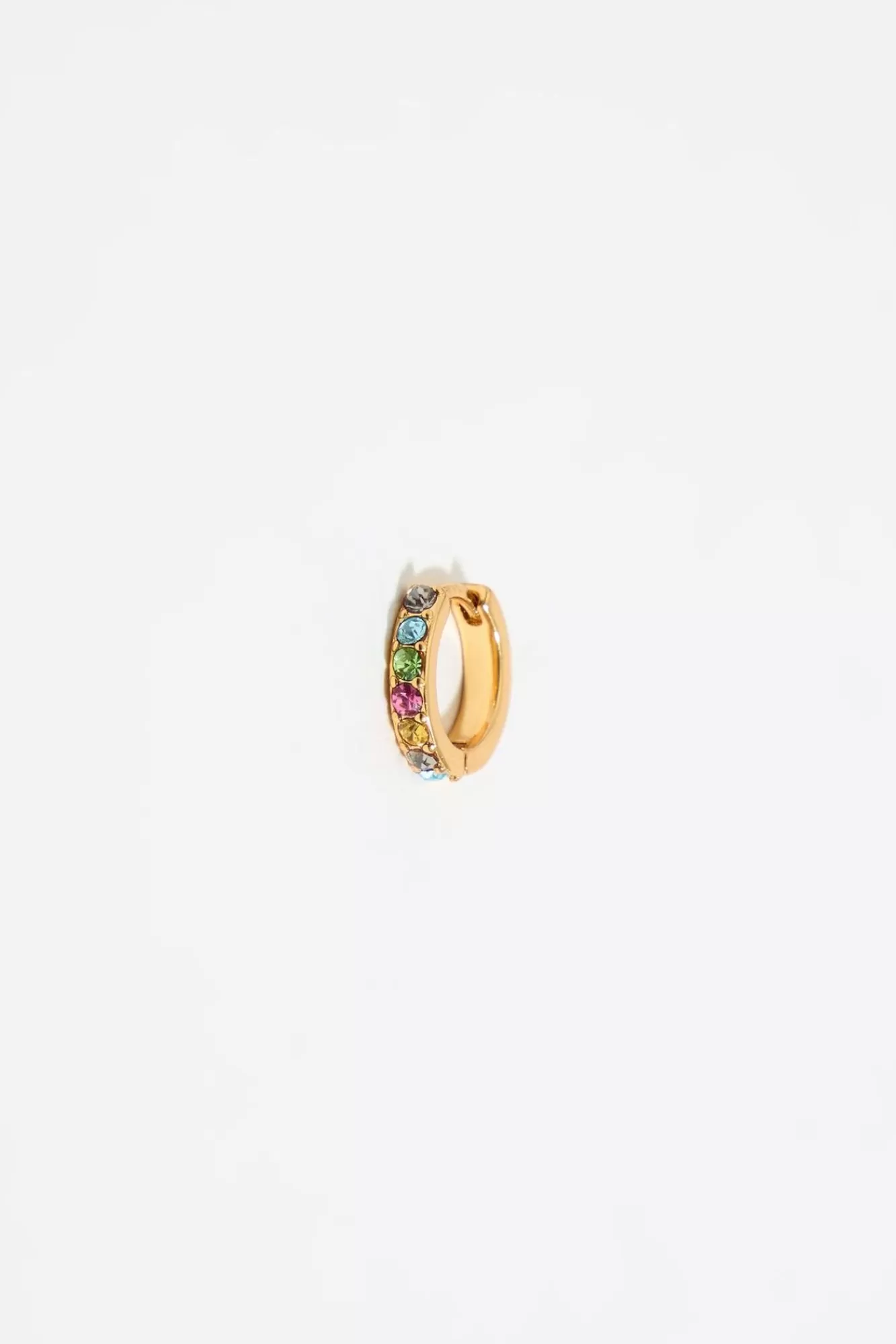 BIMBA Y LOLA Pendientes Aro Mini Dorado Cristales Multicolor Clearance