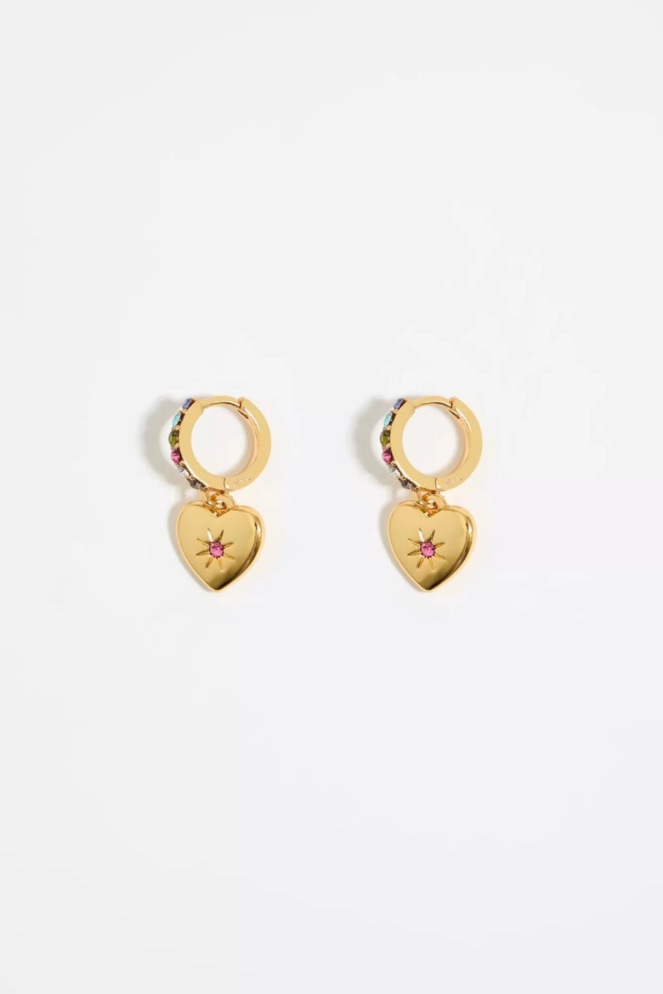 BIMBA Y LOLA Pendientes Aro Mini Dorado Cristales Y Corazon Sale