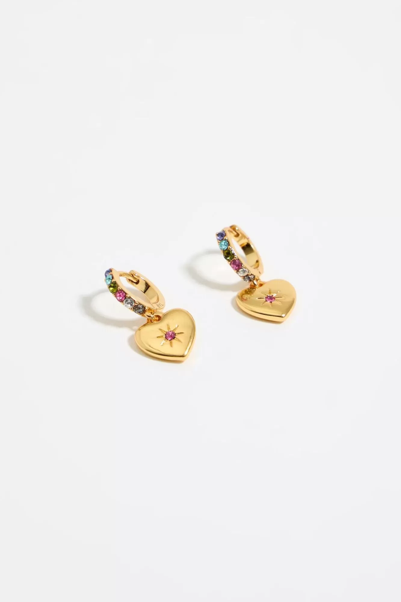 BIMBA Y LOLA Pendientes Aro Mini Dorado Cristales Y Corazon Sale