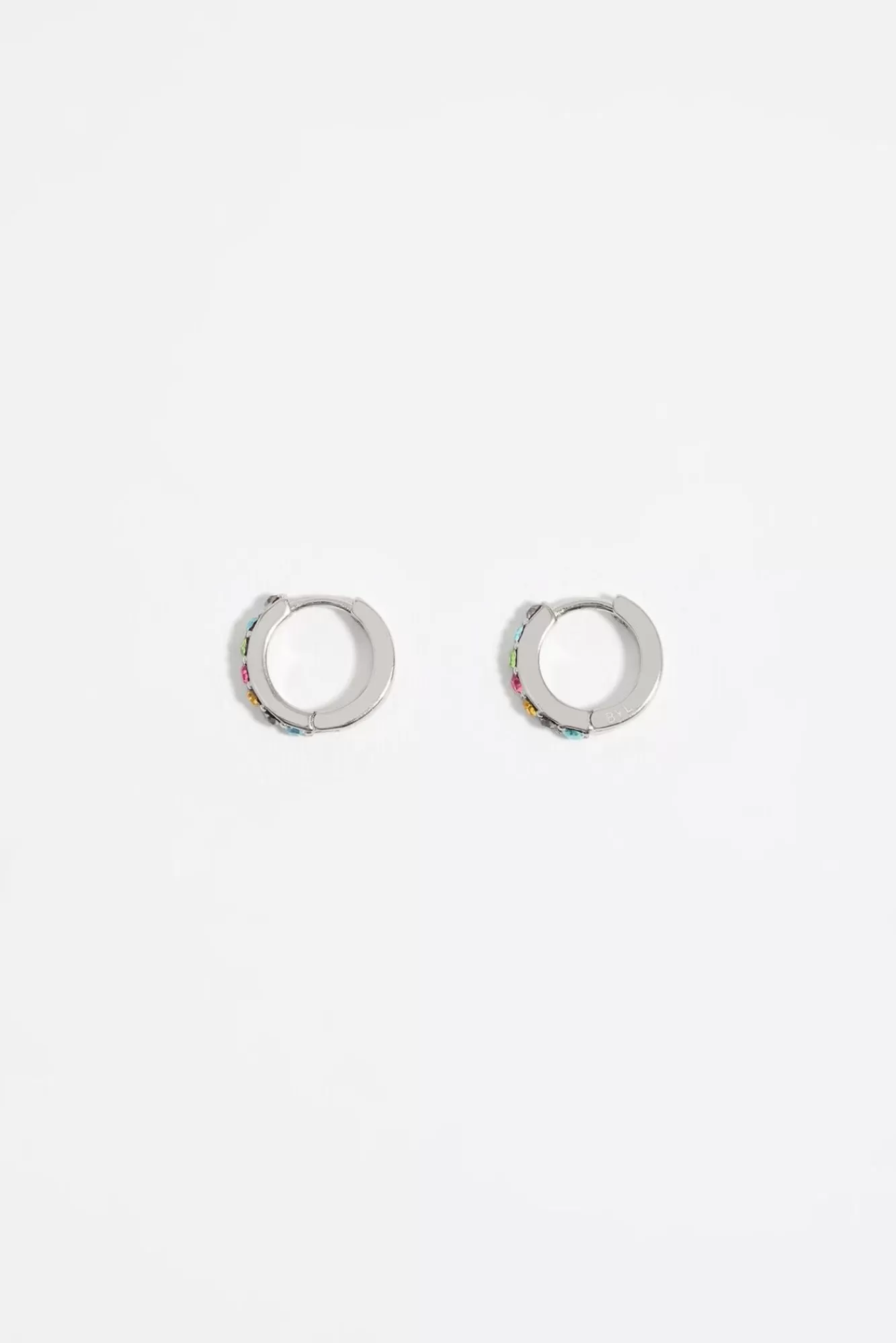 BIMBA Y LOLA Pendientes Aro Mini Plateado Cristales Multicolor Best Sale