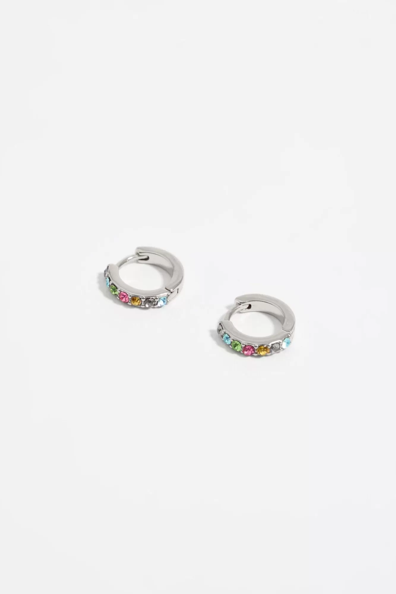 BIMBA Y LOLA Pendientes Aro Mini Plateado Cristales Multicolor Best Sale