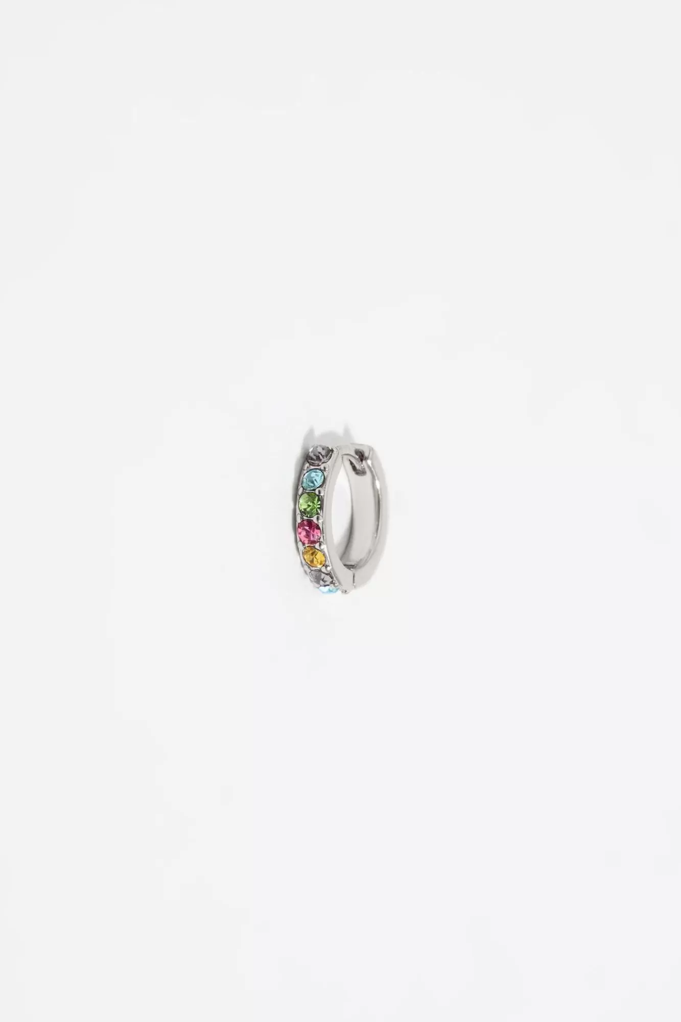 BIMBA Y LOLA Pendientes Aro Mini Plateado Cristales Multicolor Best Sale