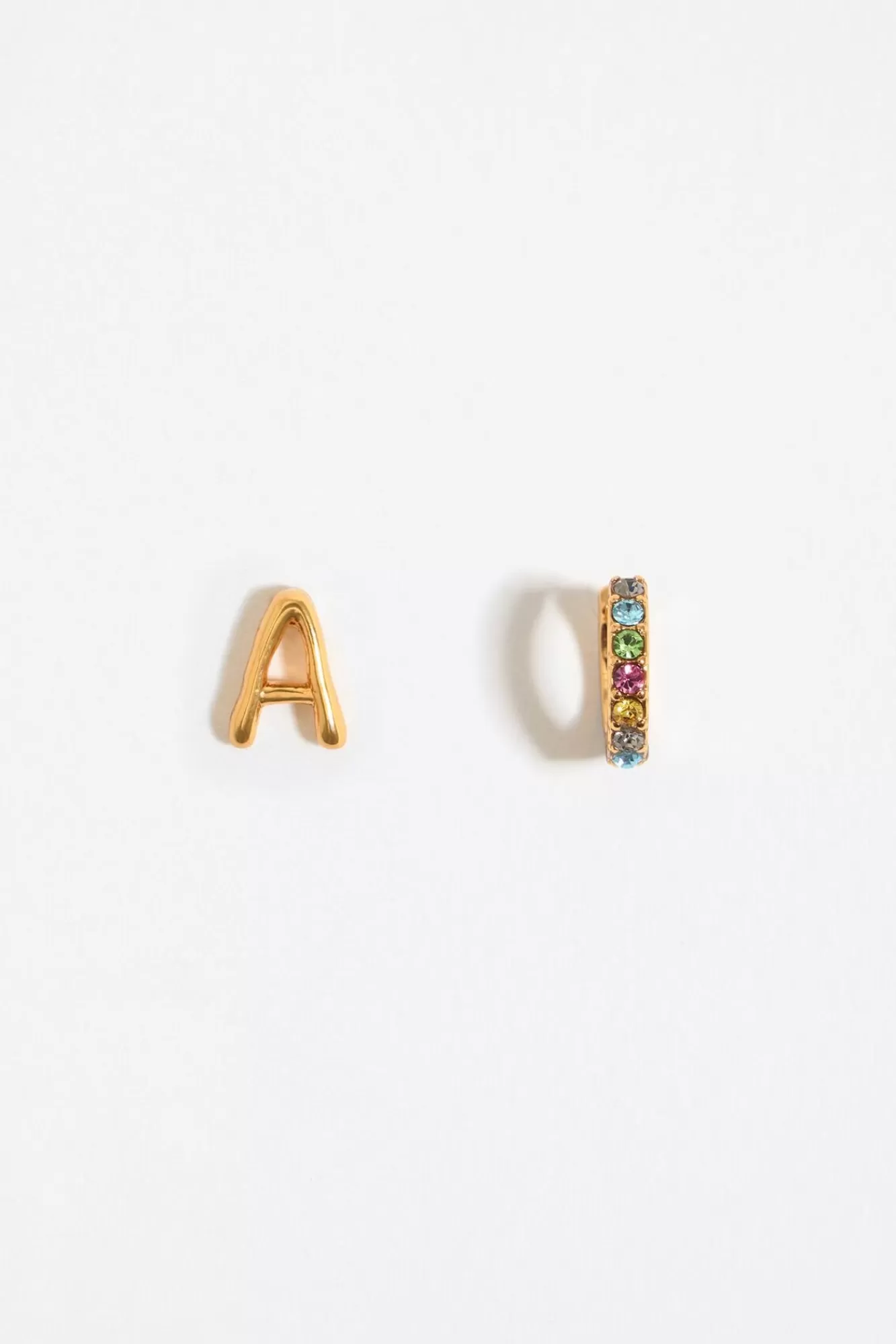 BIMBA Y LOLA Pendientes Letra A Y Aro Mini Cristales Multicolores Fashion