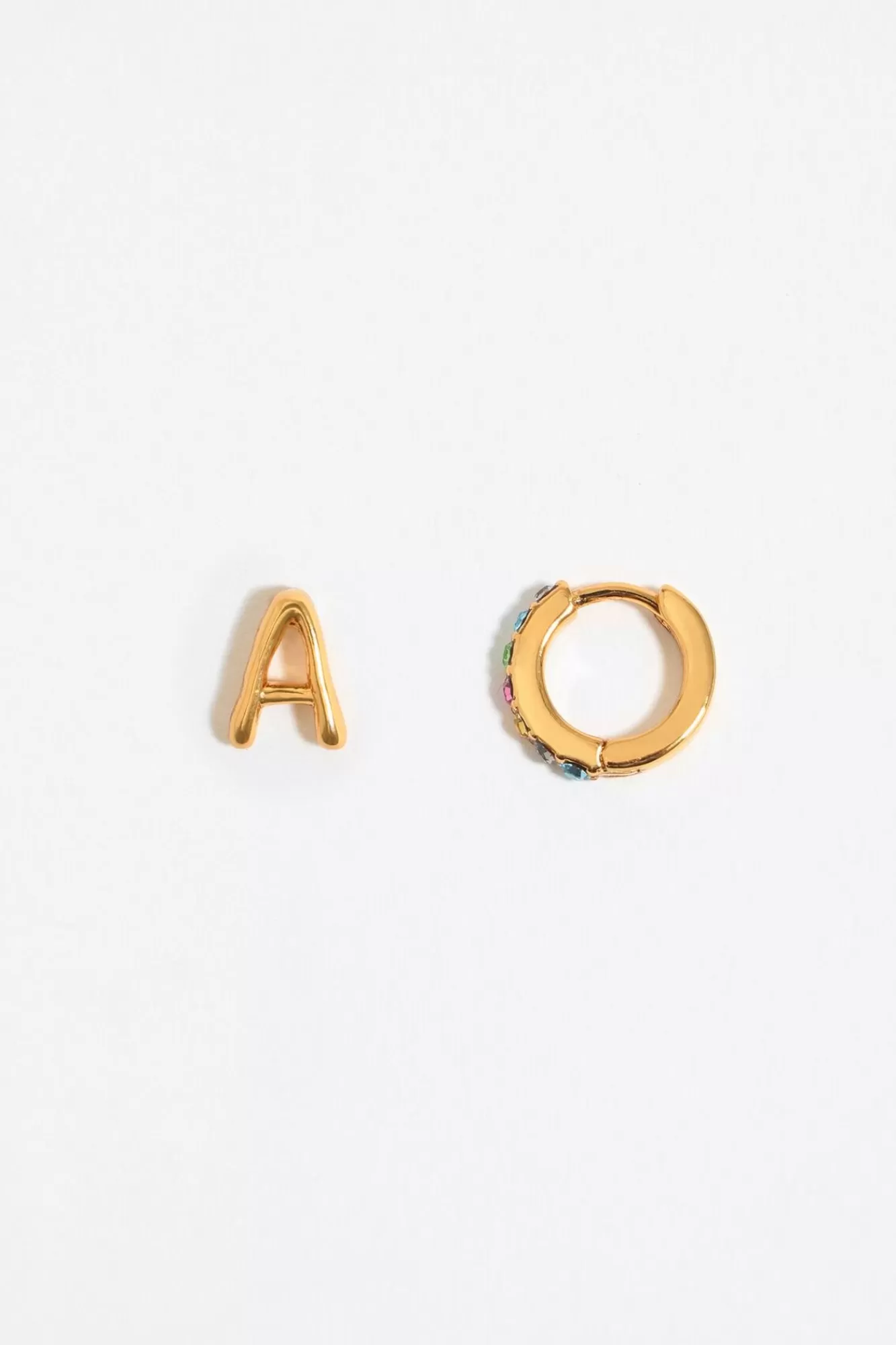 BIMBA Y LOLA Pendientes Letra A Y Aro Mini Cristales Multicolores Fashion