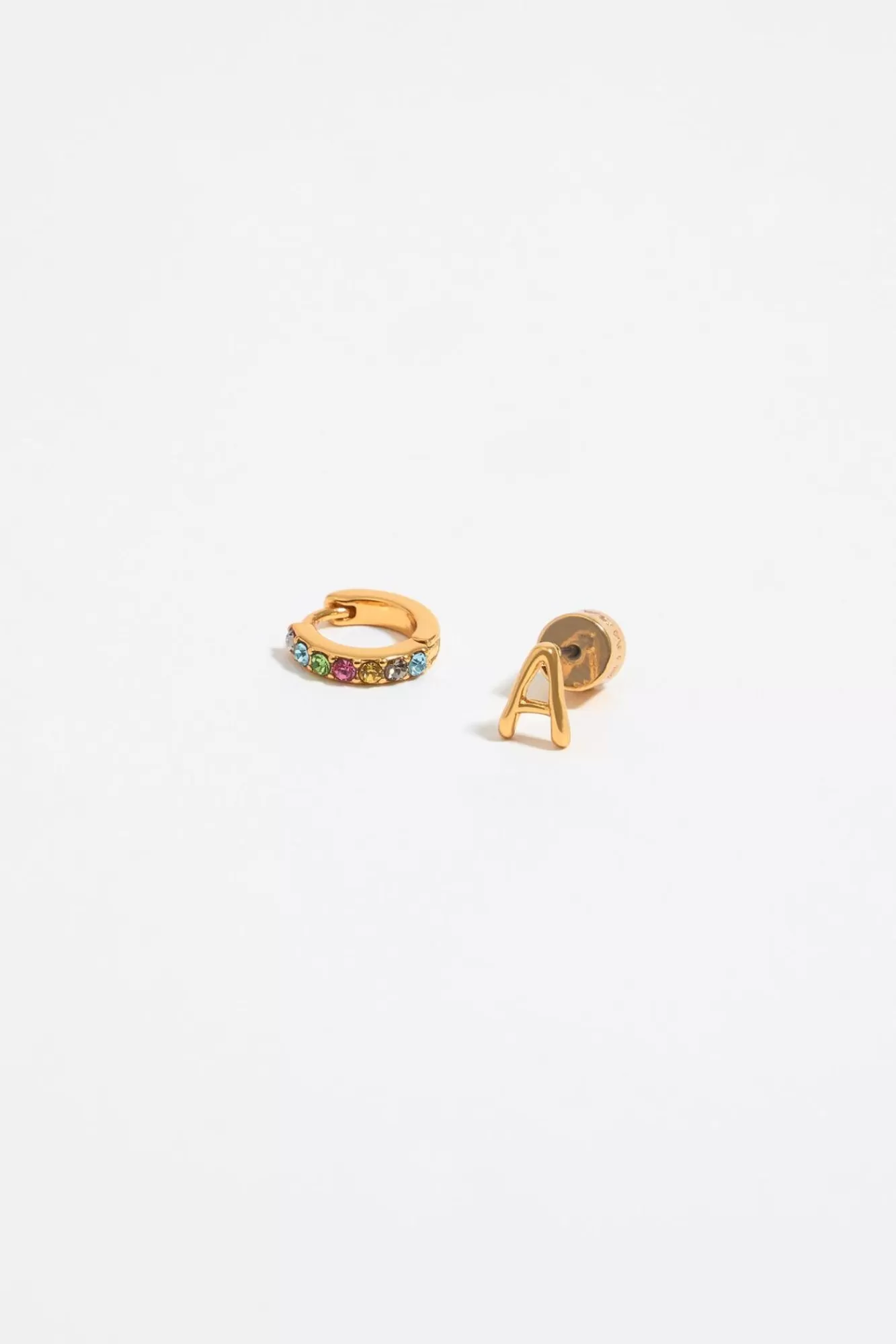 BIMBA Y LOLA Pendientes Letra A Y Aro Mini Cristales Multicolores Fashion