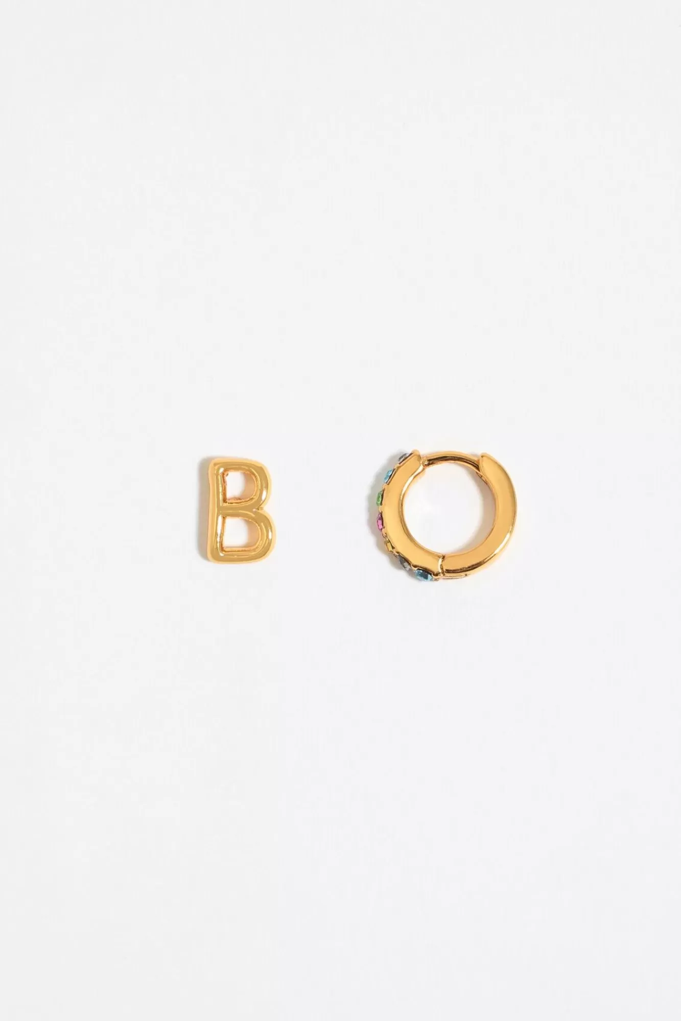 BIMBA Y LOLA Pendientes Letra B Y Aro Mini Cristales Multicolores Outlet