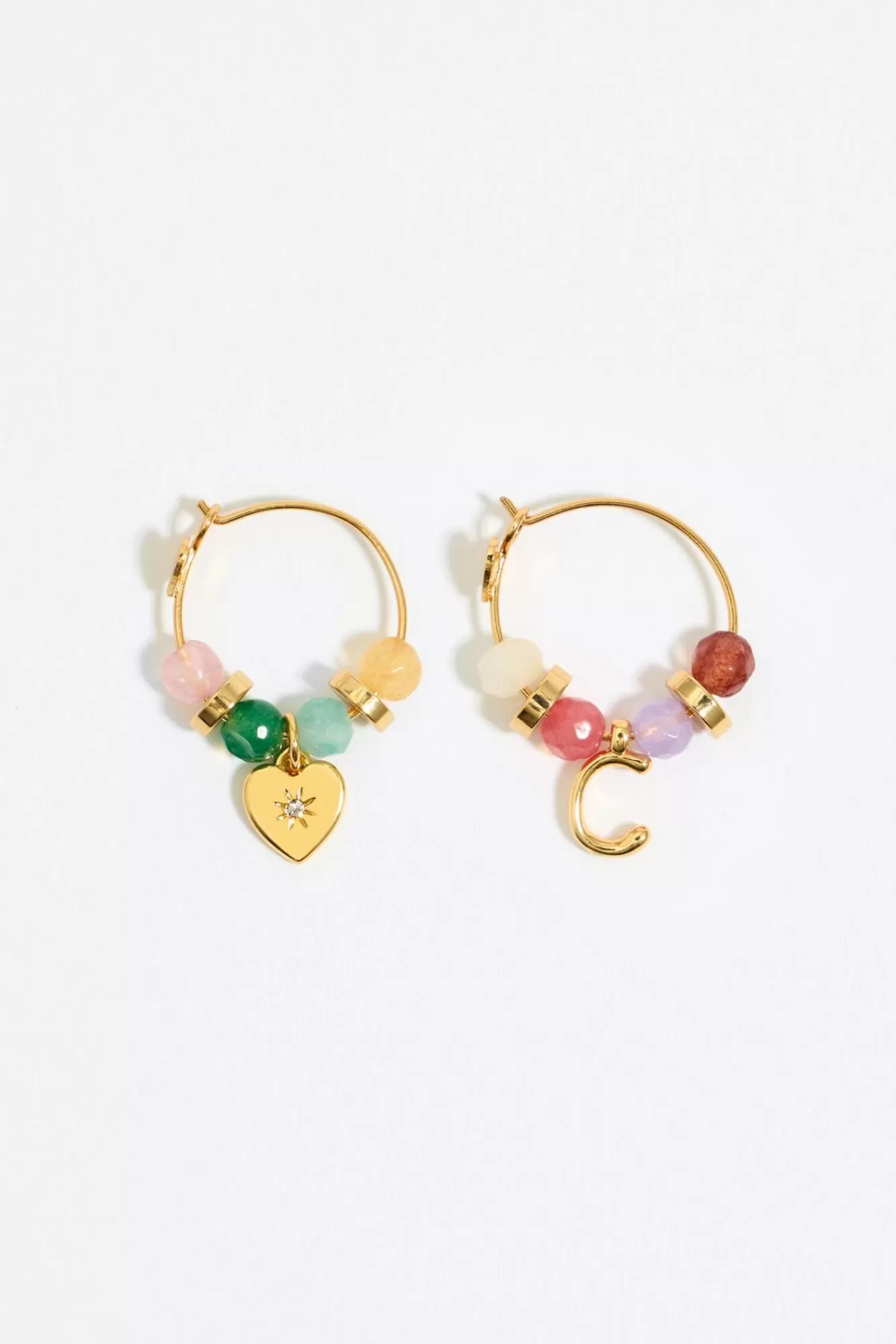 BIMBA Y LOLA Pendientes Letra C Piedras Multicolores Cheap