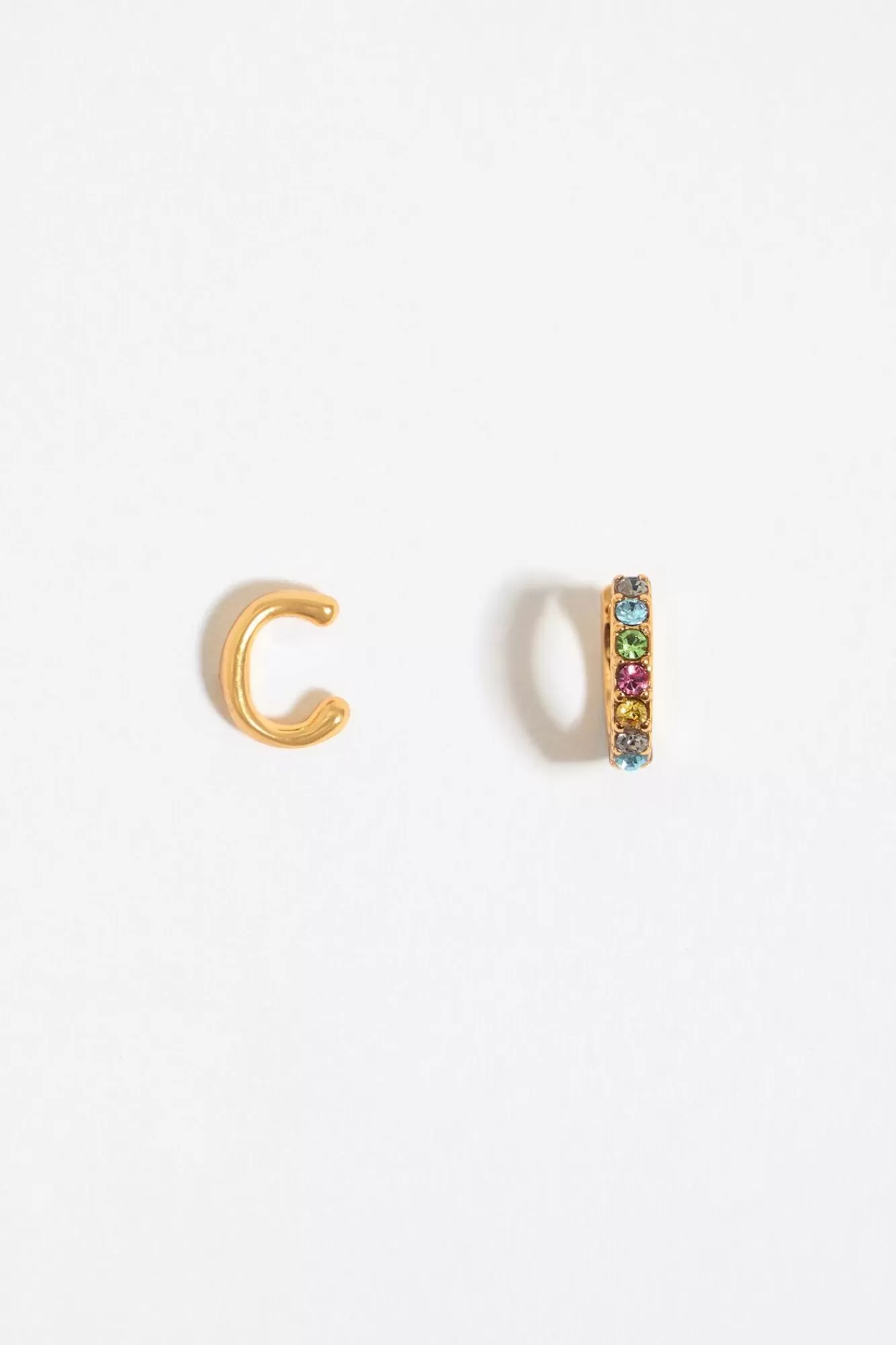 BIMBA Y LOLA Pendientes Letra C Y Aro Mini Cristales Multicolores Best Sale