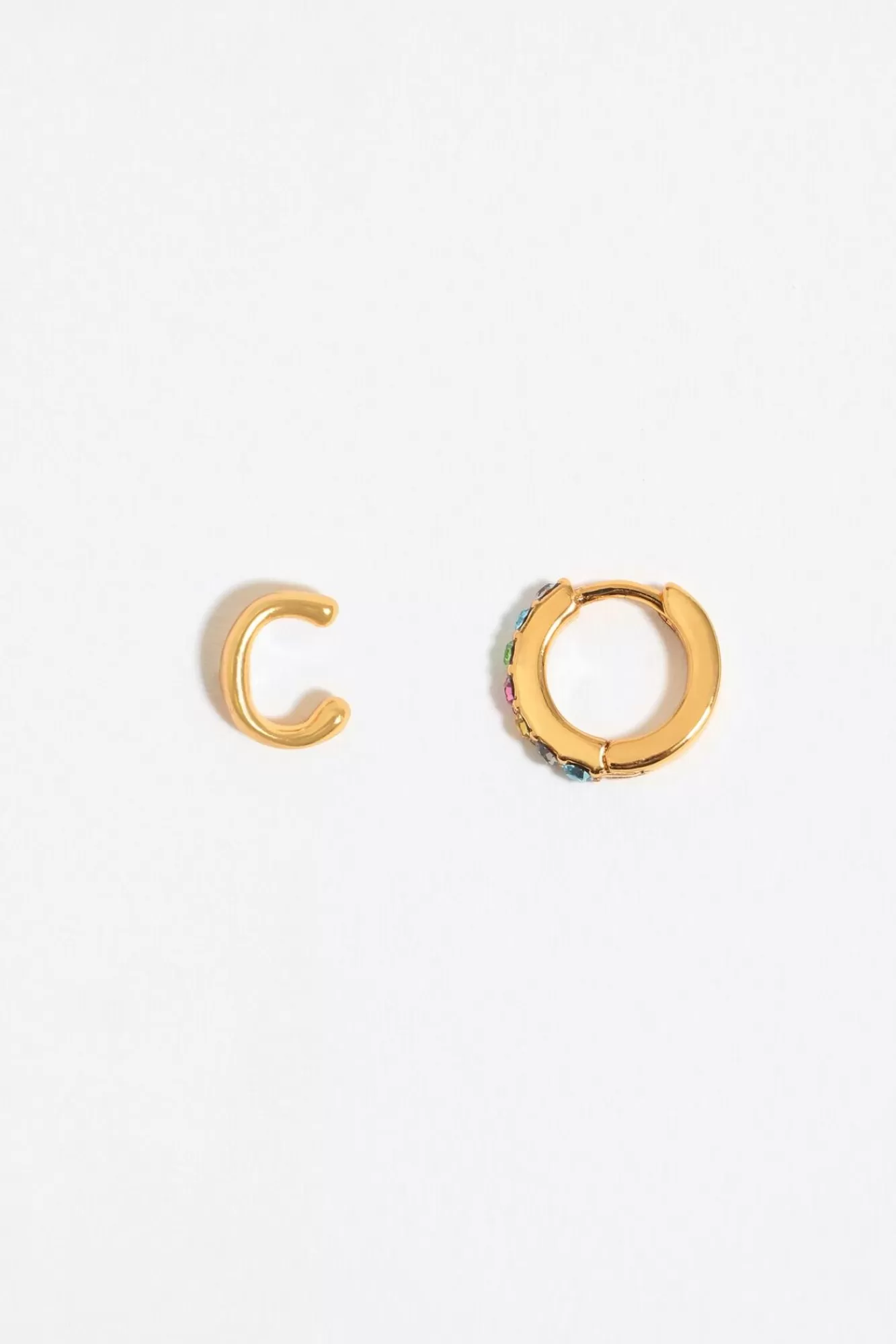 BIMBA Y LOLA Pendientes Letra C Y Aro Mini Cristales Multicolores Best Sale