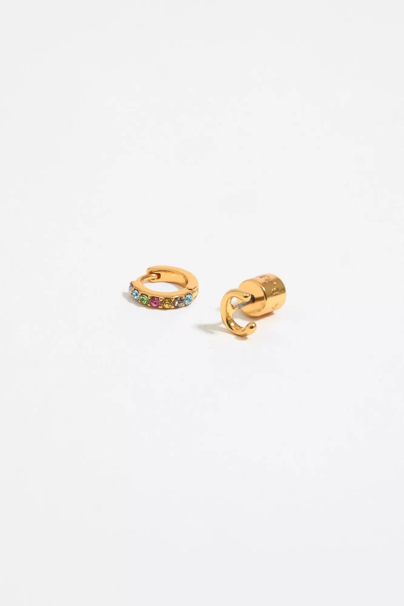 BIMBA Y LOLA Pendientes Letra C Y Aro Mini Cristales Multicolores Best Sale