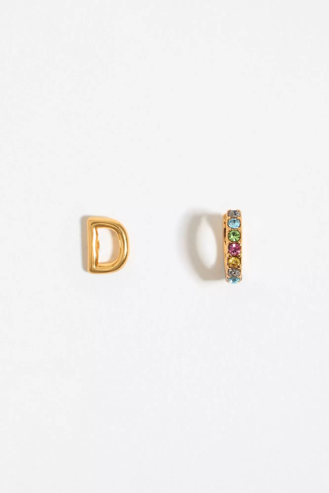 BIMBA Y LOLA Pendientes Letra D Y Aro Mini Cristales Multicolores Clearance
