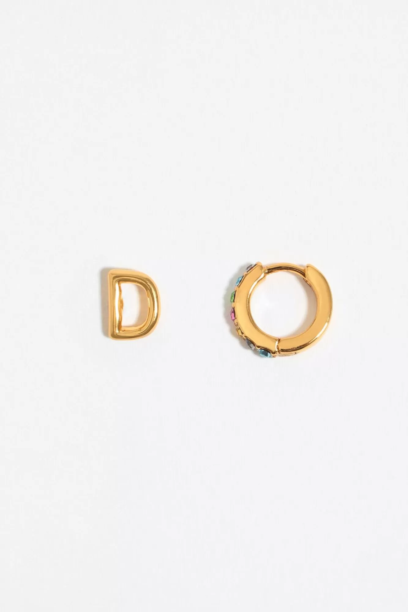 BIMBA Y LOLA Pendientes Letra D Y Aro Mini Cristales Multicolores Clearance