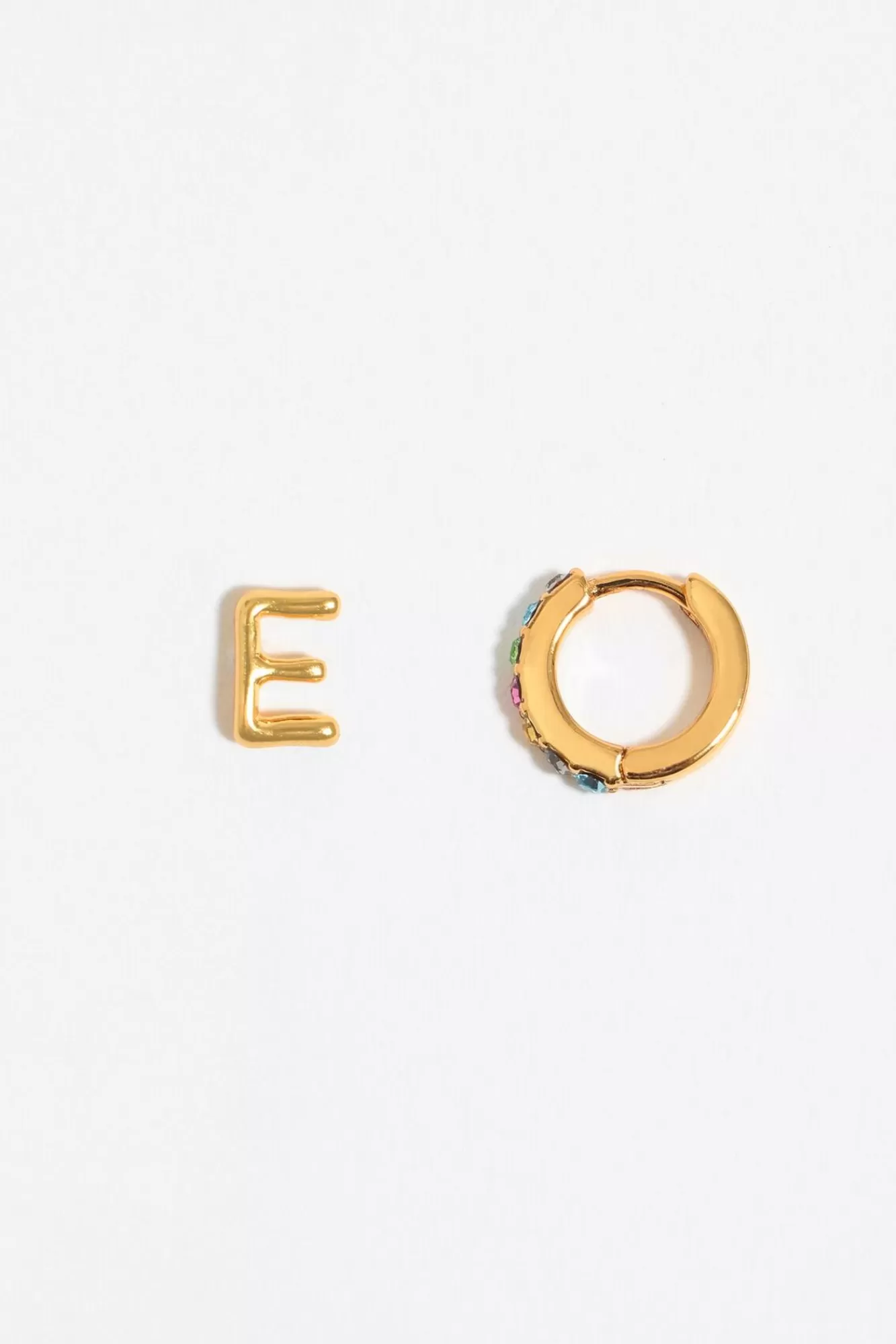 BIMBA Y LOLA Pendientes Letra E Y Aro Mini Cristales Multicolores Online