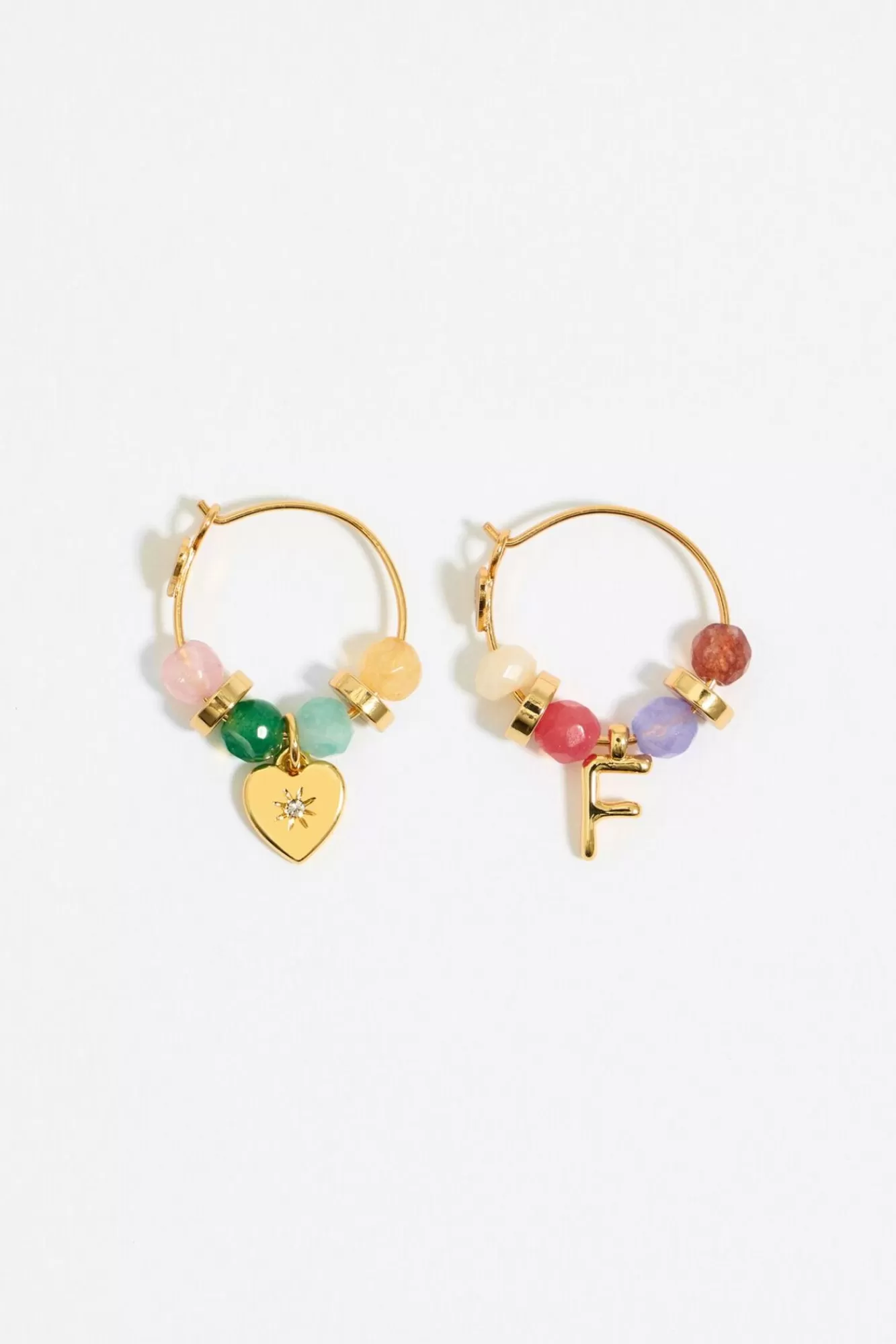 BIMBA Y LOLA Pendientes Letra F Piedras Multicolores Store