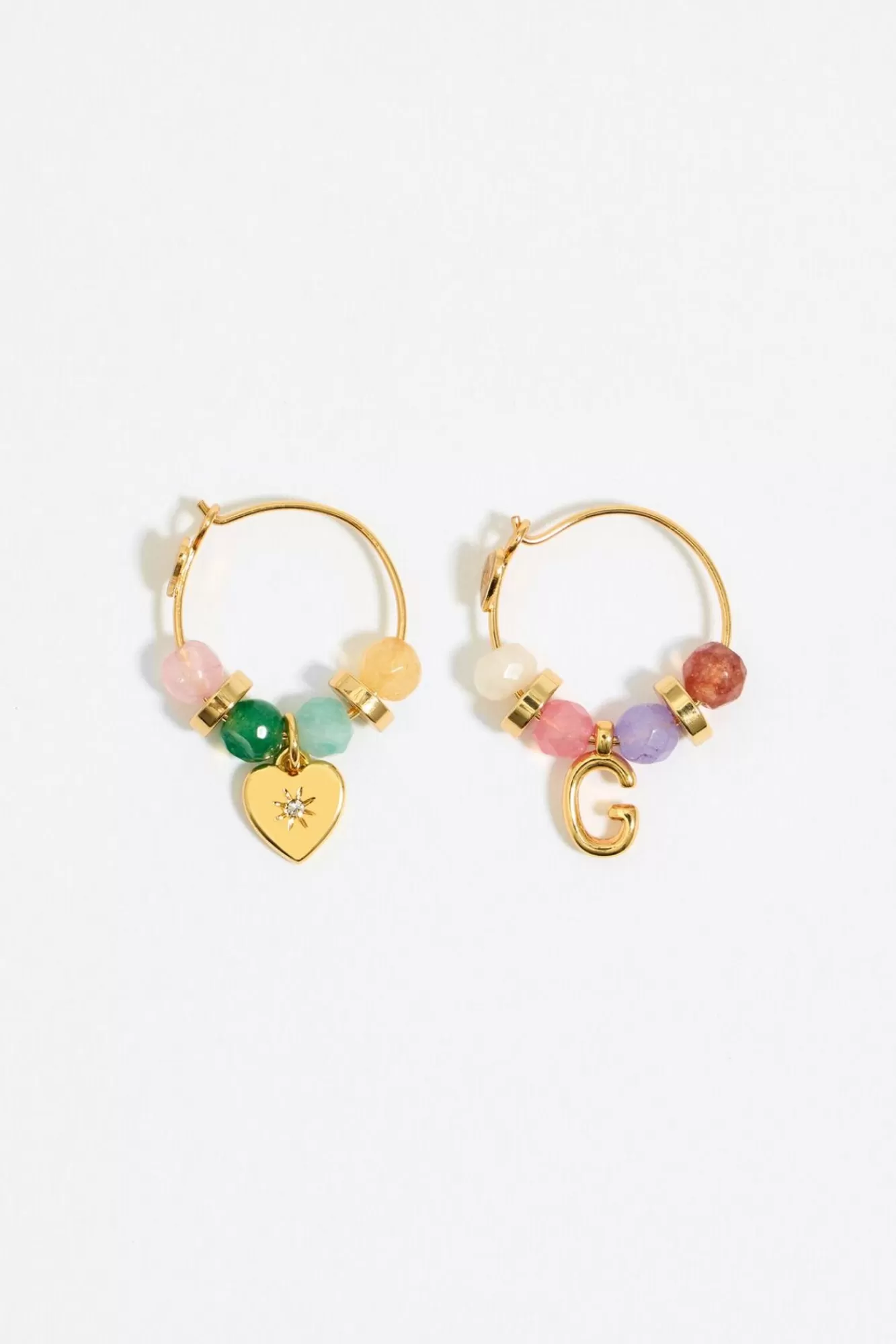 BIMBA Y LOLA Pendientes Letra G Piedras Multicolores Hot