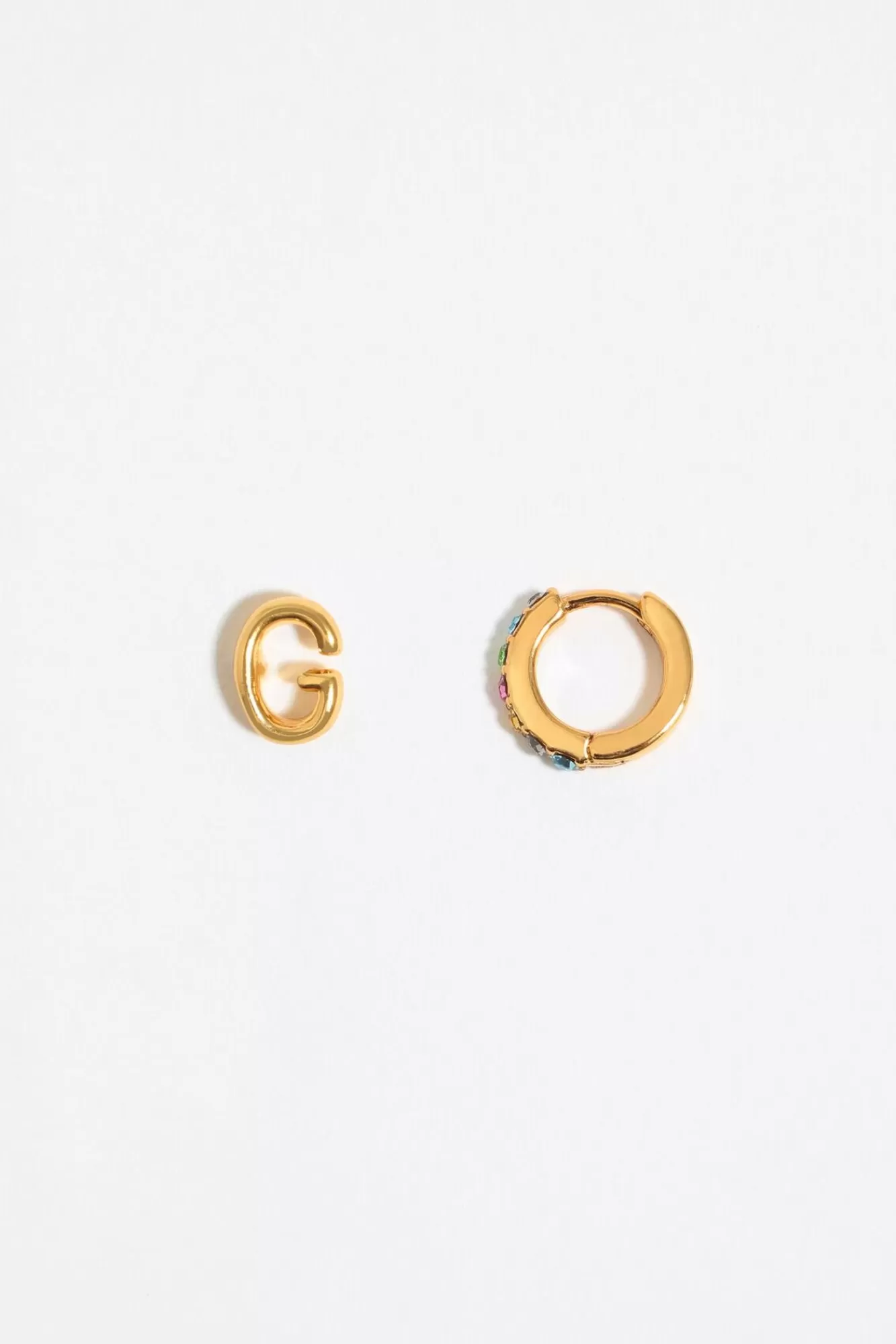 BIMBA Y LOLA Pendientes Letra G Y Aro Mini Cristales Multicolores Discount