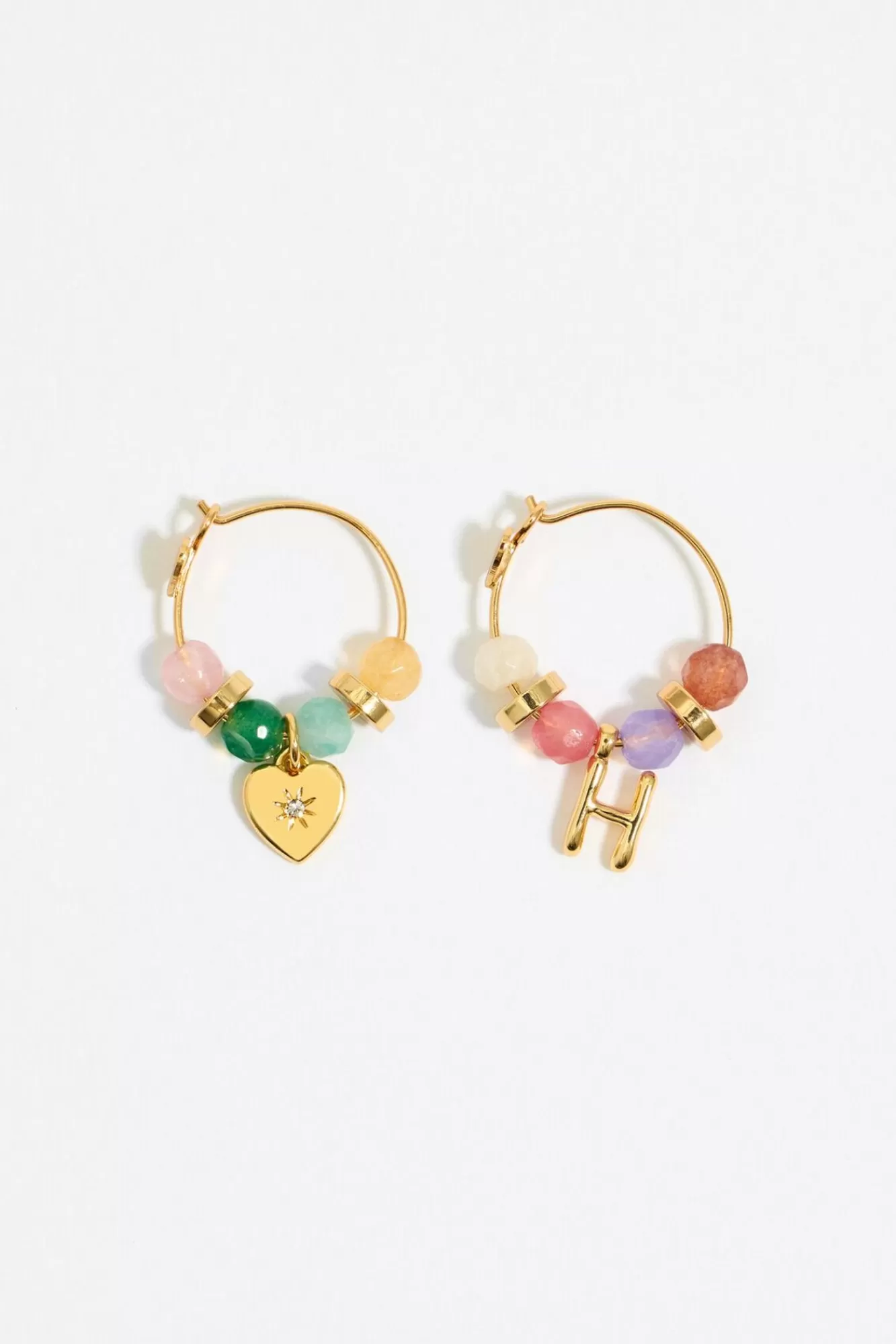 BIMBA Y LOLA Pendientes Letra H Piedras Multicolores Sale