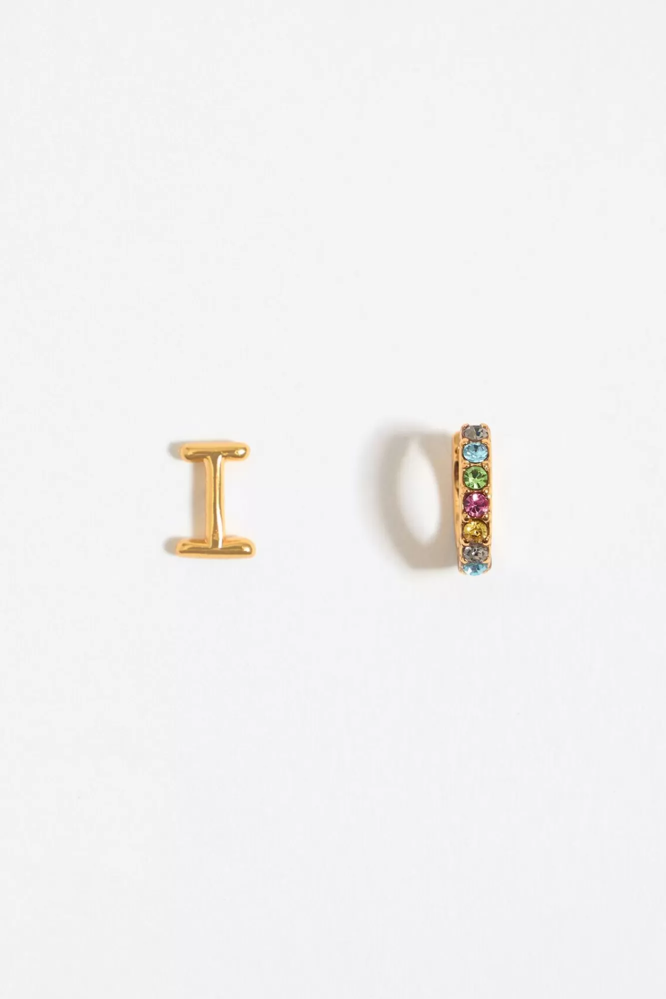 BIMBA Y LOLA Pendientes Letra I Y Aro Mini Cristales Multicolores Cheap