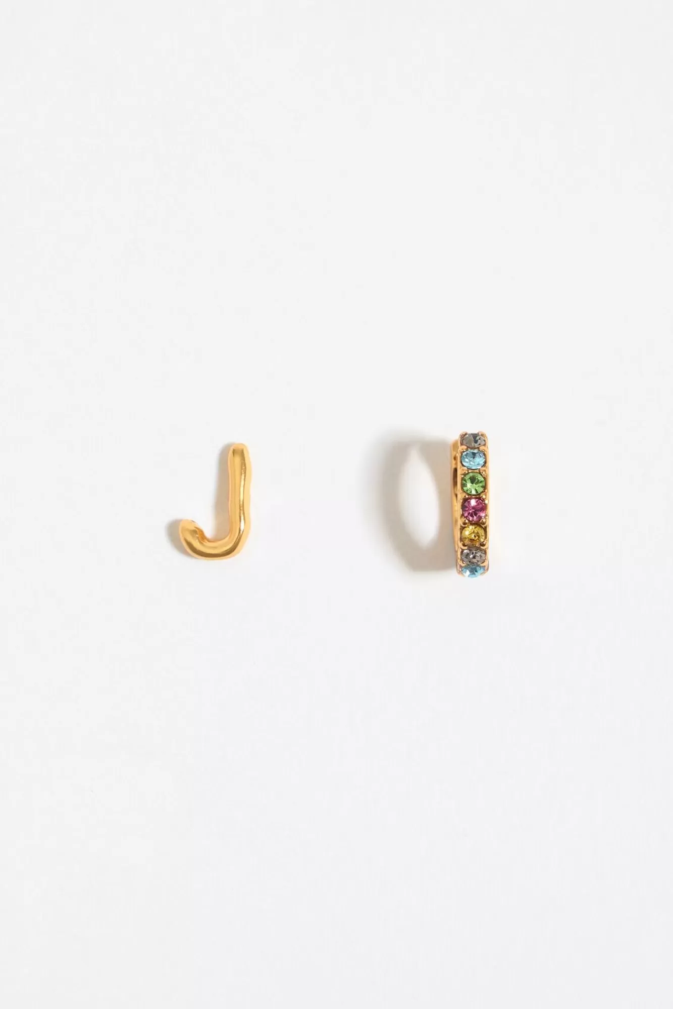 BIMBA Y LOLA Pendientes Letra J Y Aro Mini Cristales Multicolores Best