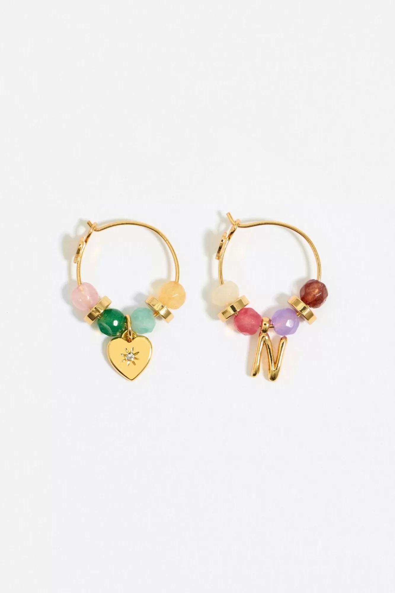 BIMBA Y LOLA Pendientes Letra N Piedras Multicolores New