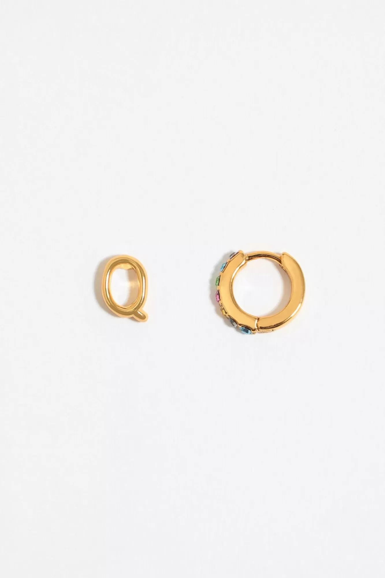 BIMBA Y LOLA Pendientes Letra Q Y Aro Mini Cristales Multicolores Sale