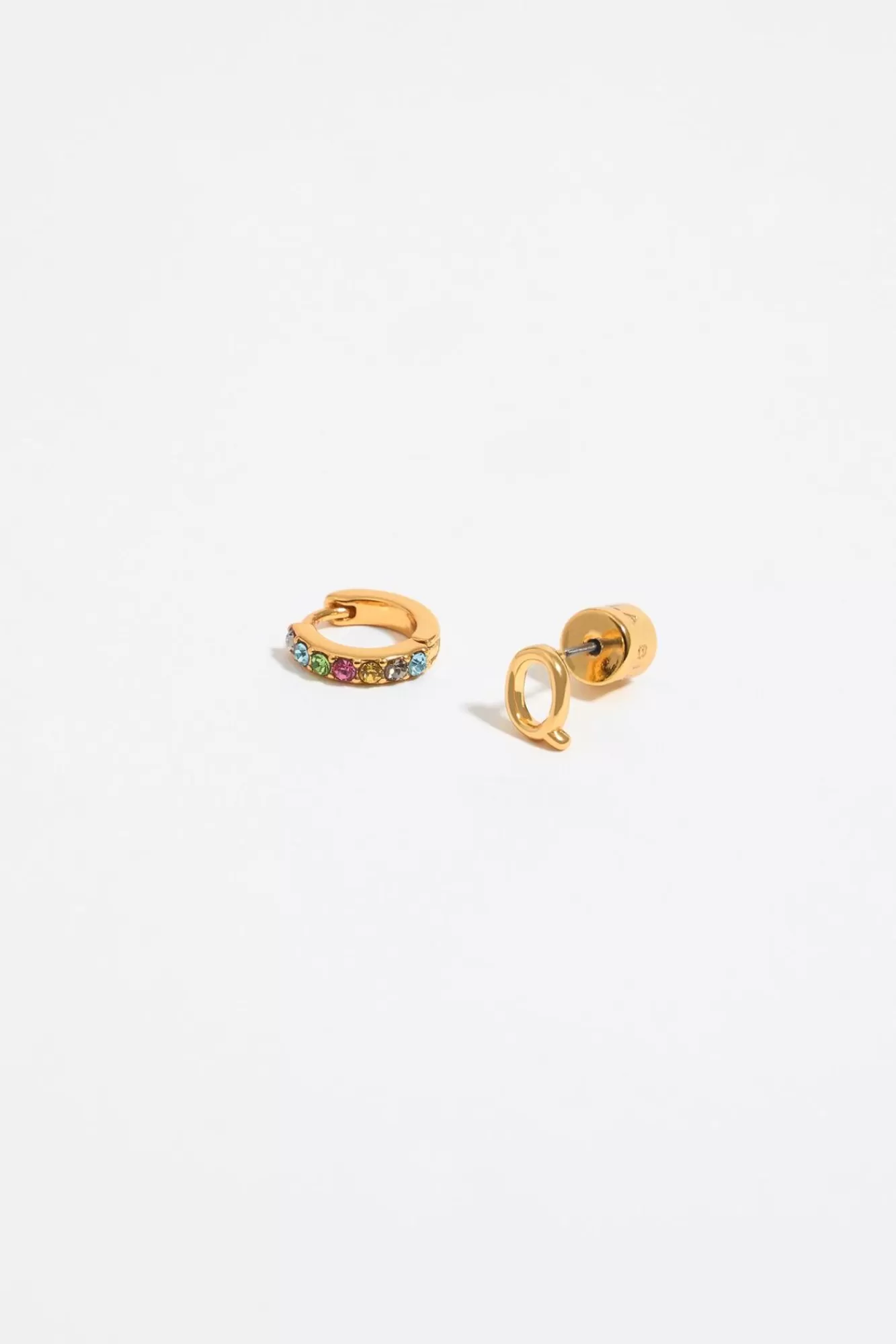 BIMBA Y LOLA Pendientes Letra Q Y Aro Mini Cristales Multicolores Sale