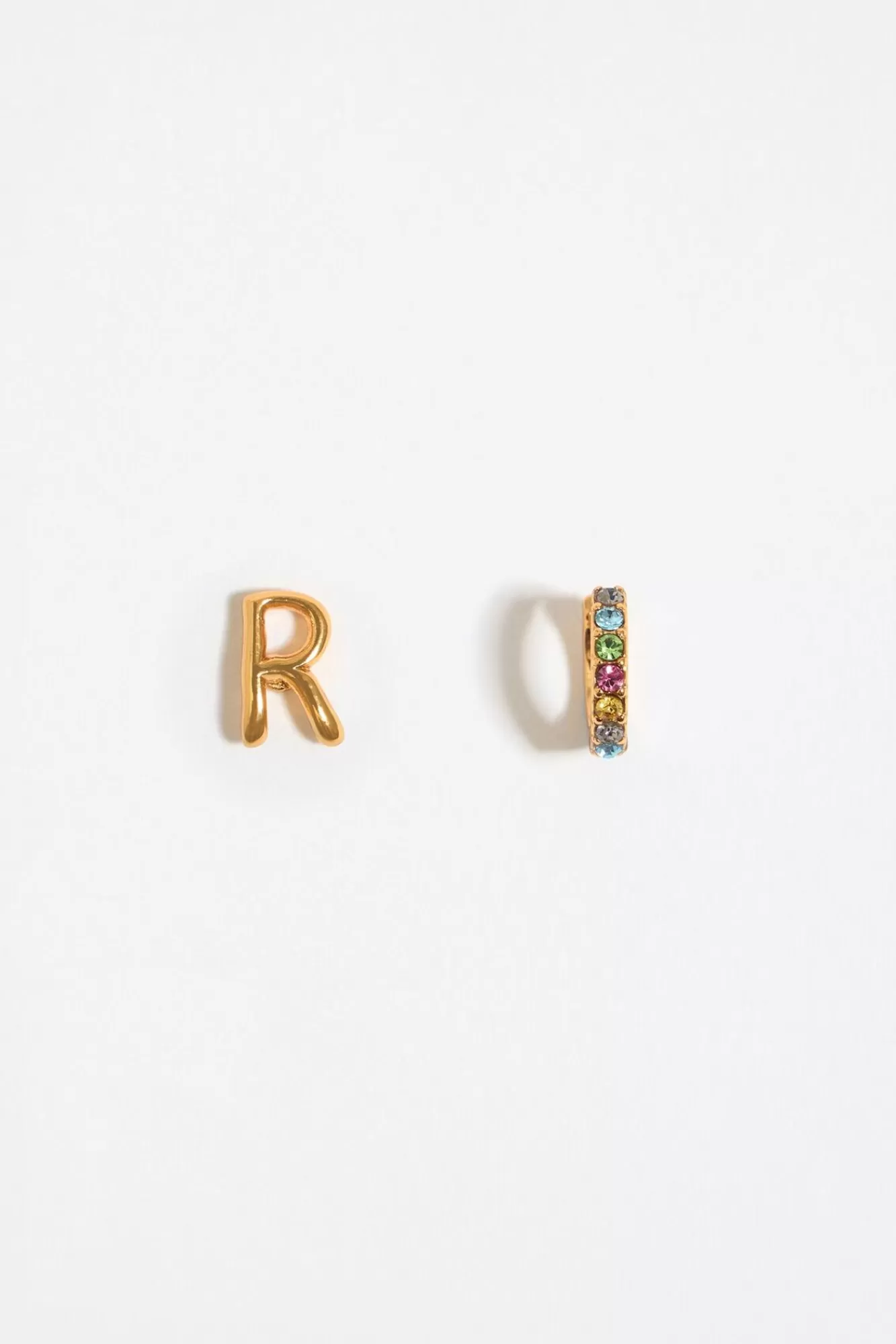BIMBA Y LOLA Pendientes Letra R Y Aro Mini Cristales Multicolores Cheap