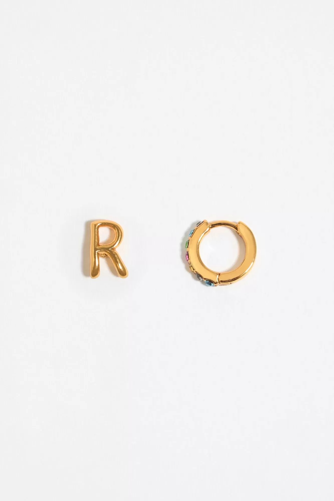 BIMBA Y LOLA Pendientes Letra R Y Aro Mini Cristales Multicolores Cheap