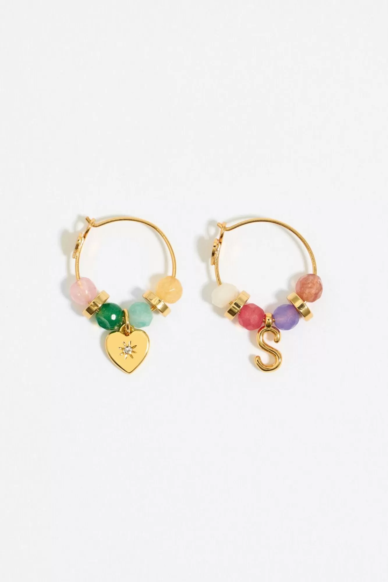 BIMBA Y LOLA Pendientes Letra S Piedras Multicolores New