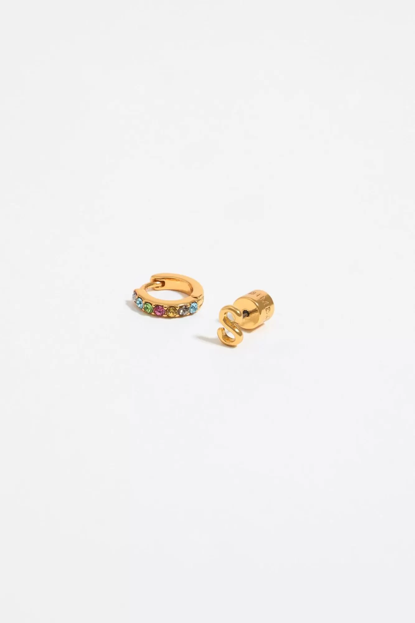 BIMBA Y LOLA Pendientes Letra S Y Aro Mini Cristales Multicolores Fashion