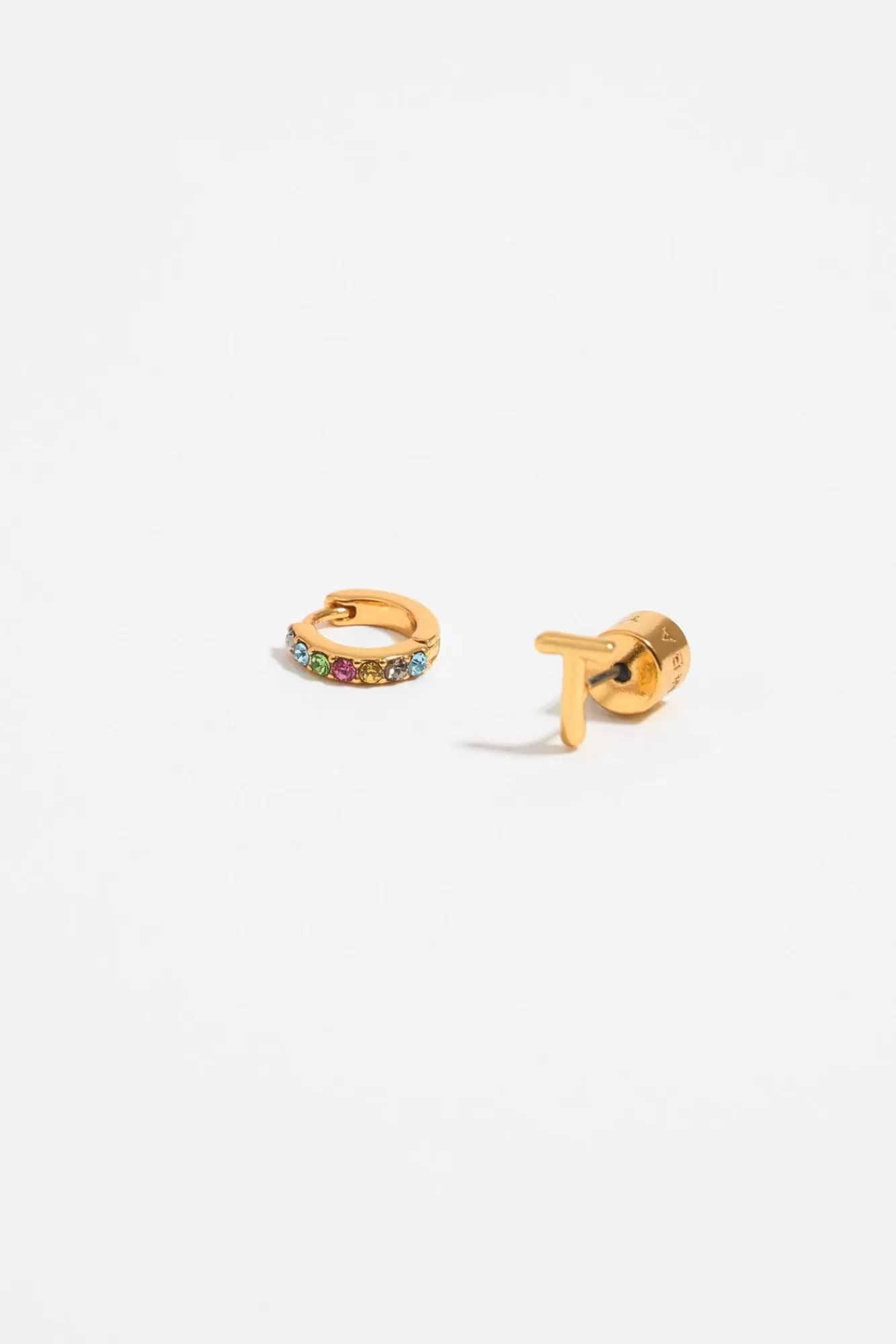 BIMBA Y LOLA Pendientes Letra T Y Aro Mini Cristales Multicolores Best Sale