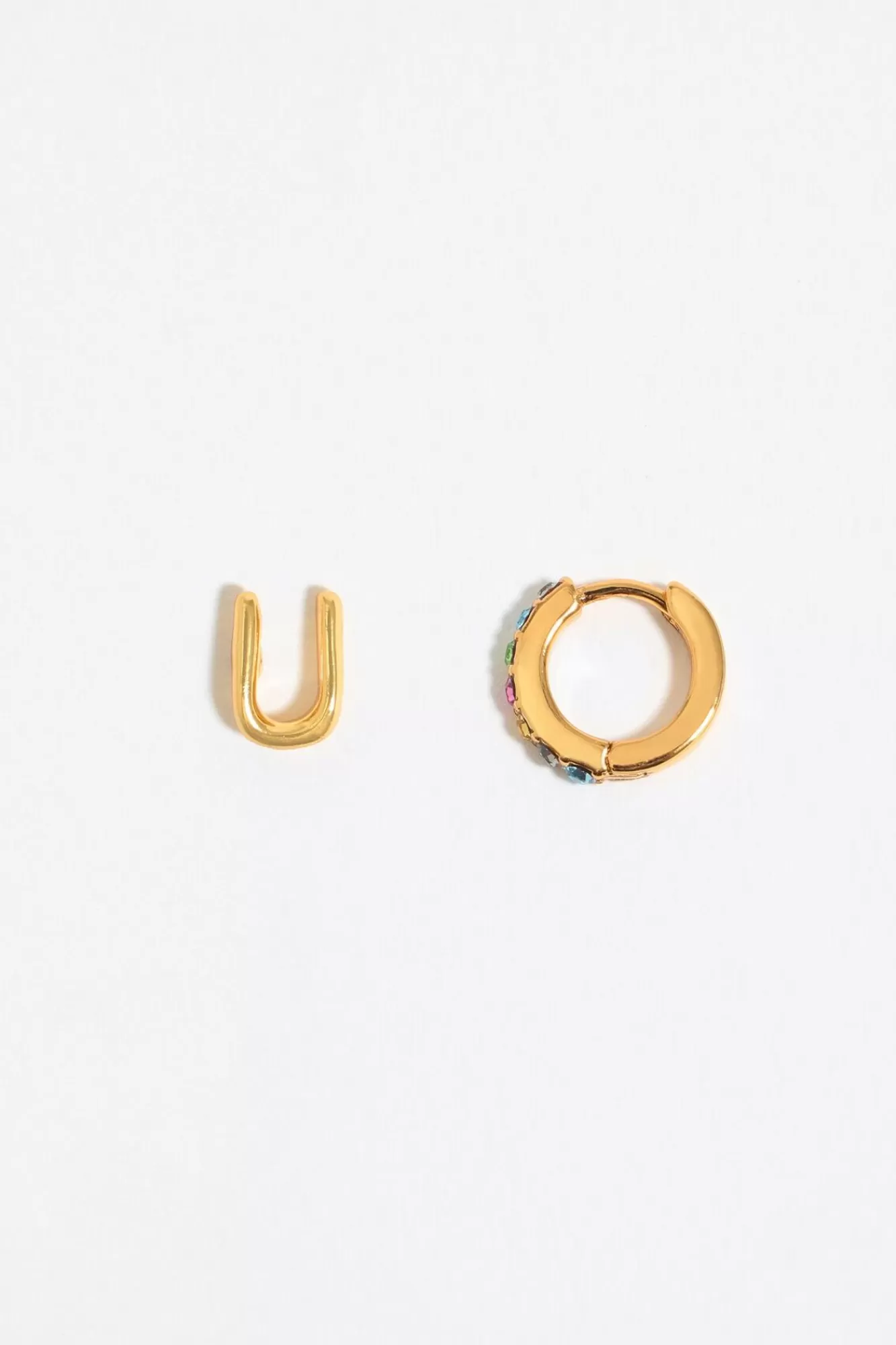 BIMBA Y LOLA Pendientes Letra U Y Aro Mini Cristales Multicolores Shop