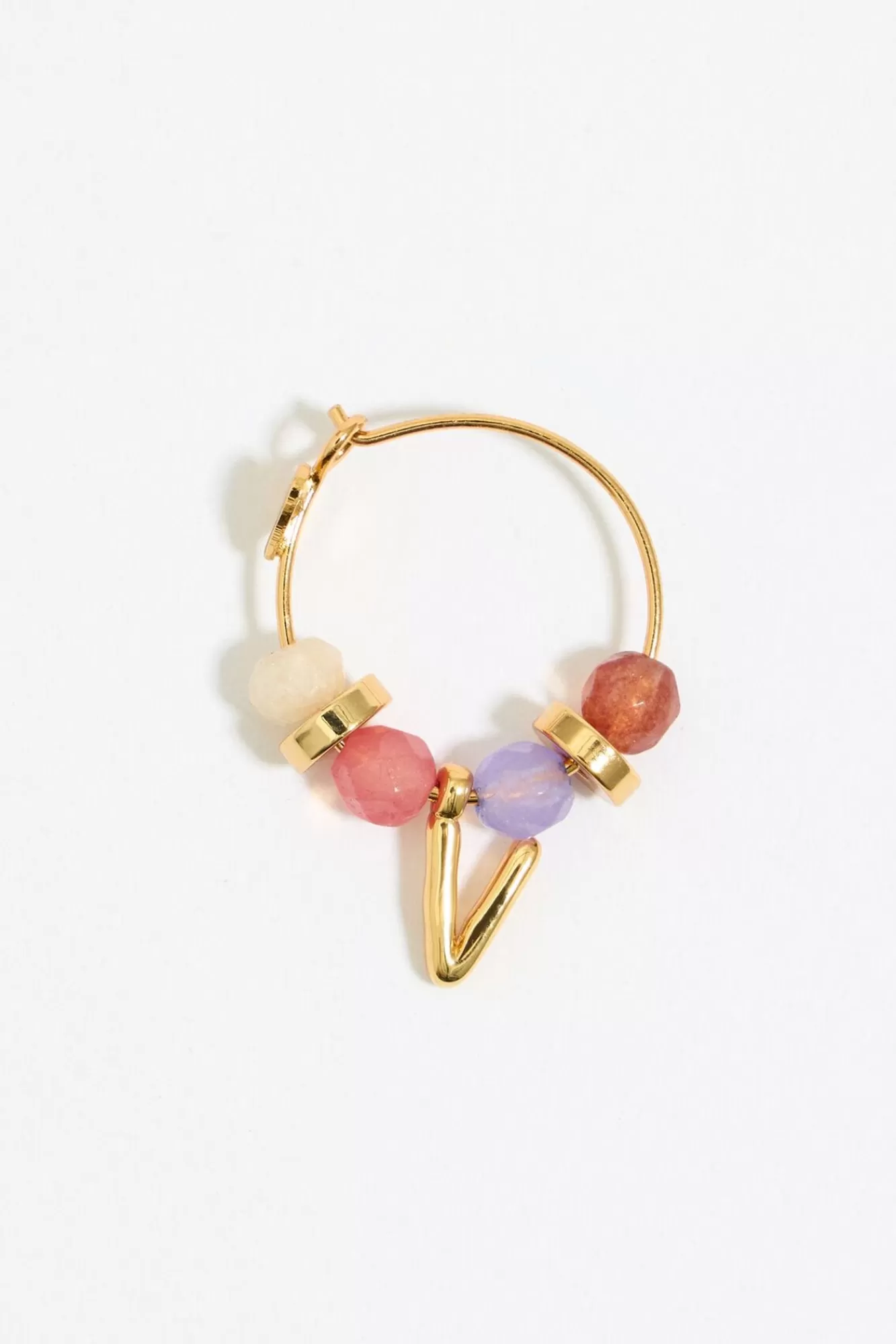BIMBA Y LOLA Pendientes Letra V Piedras Multicolores Outlet
