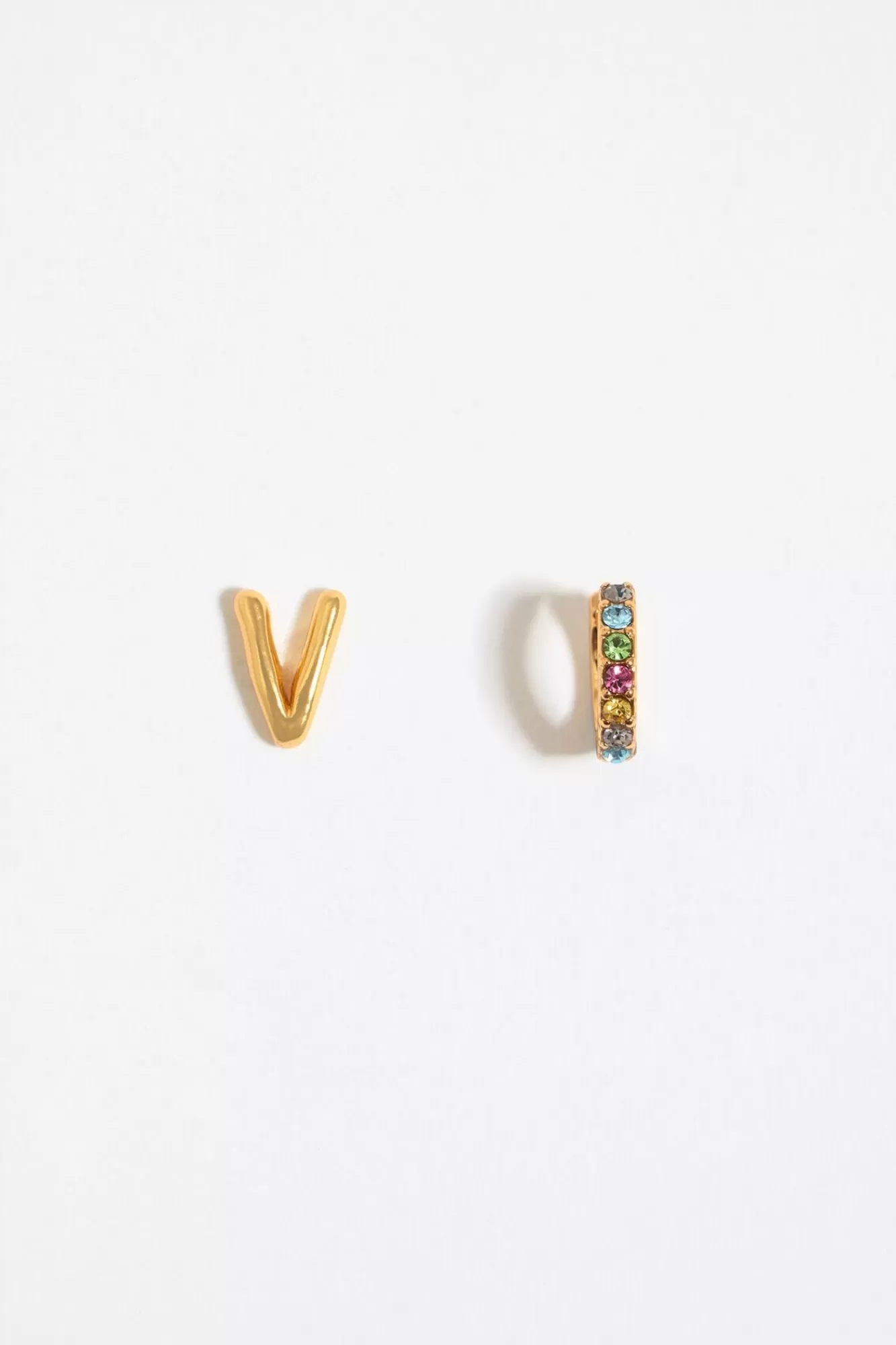 BIMBA Y LOLA Pendientes Letra V Y Aro Mini Cristales Multicolores Sale