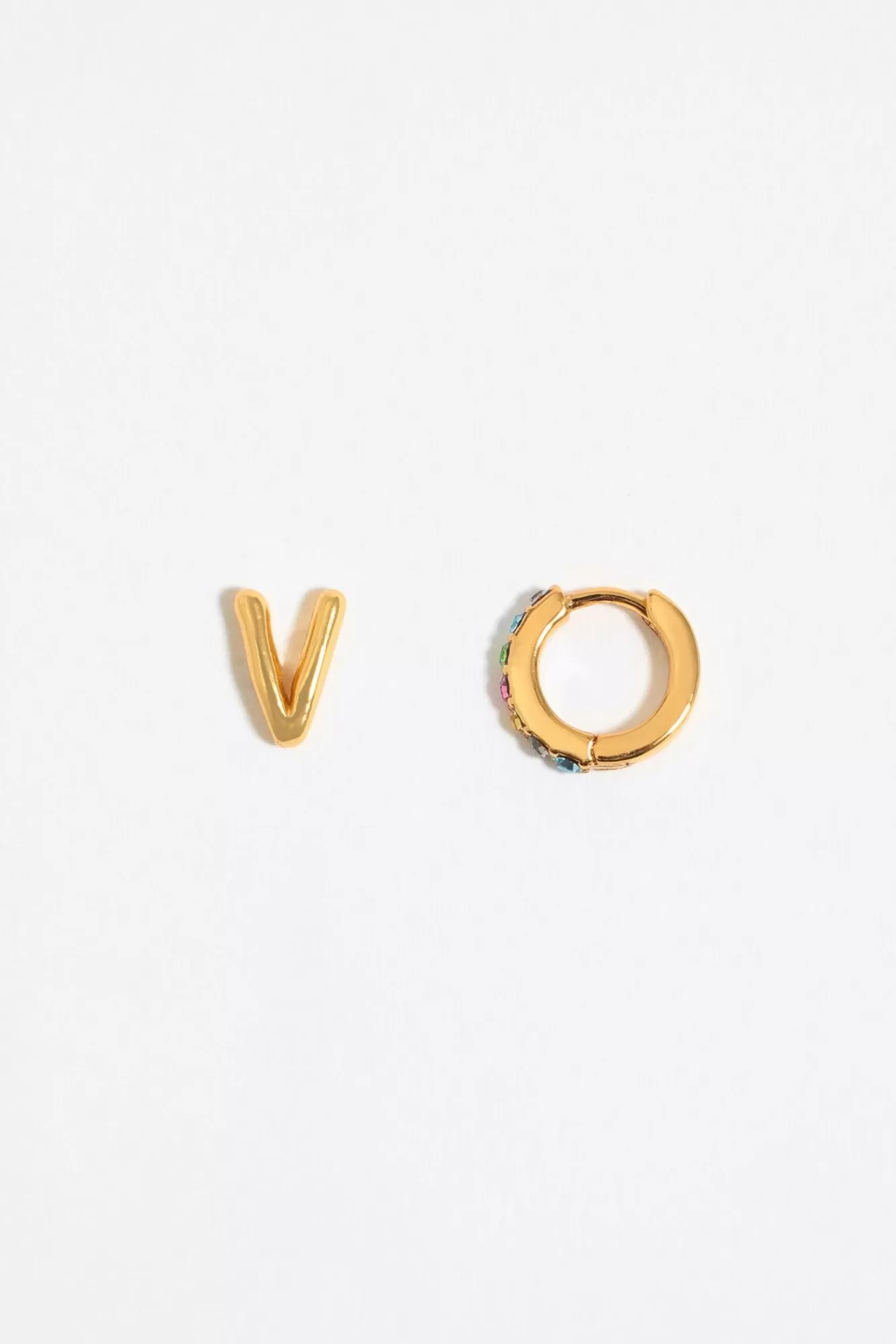 BIMBA Y LOLA Pendientes Letra V Y Aro Mini Cristales Multicolores Sale