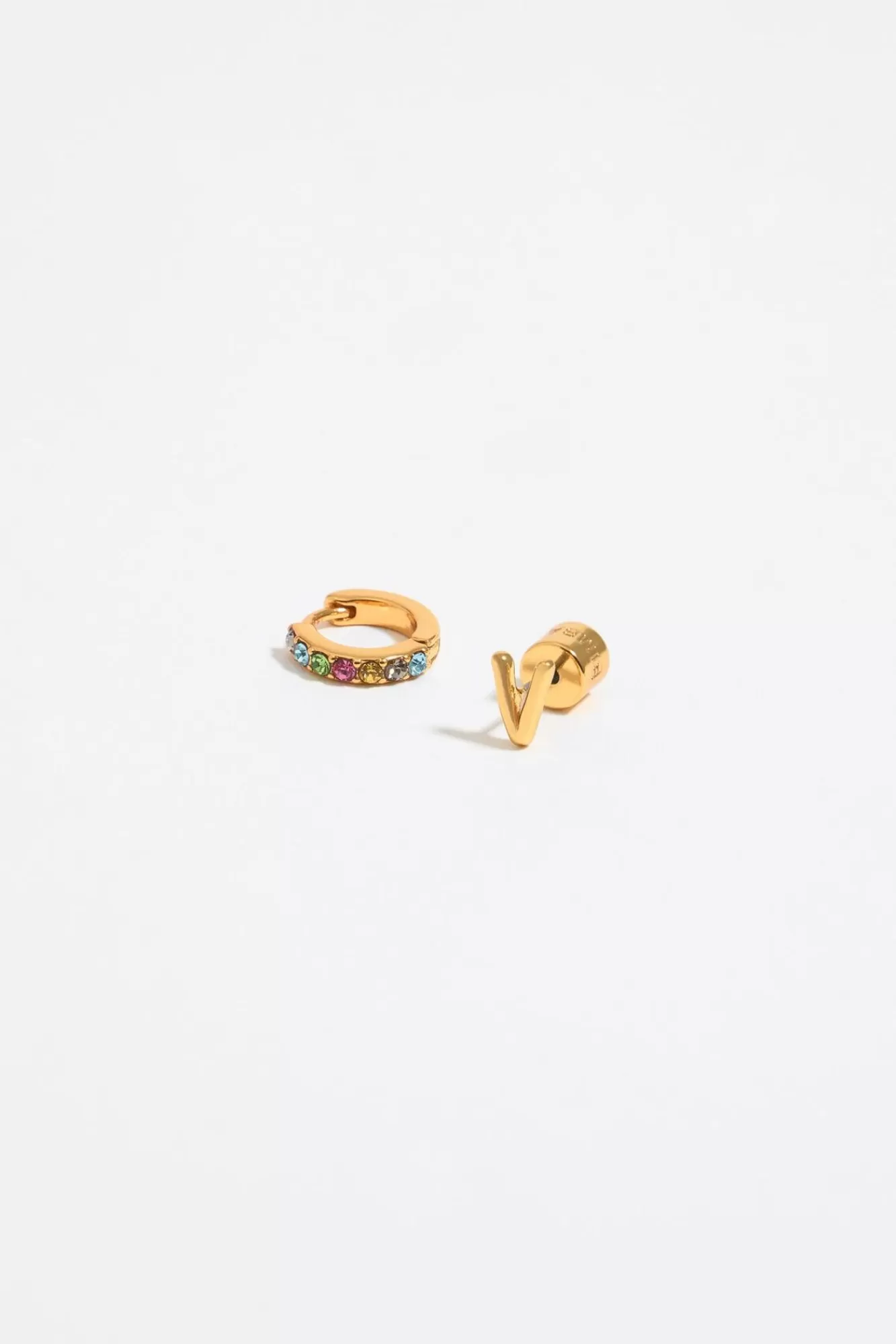 BIMBA Y LOLA Pendientes Letra V Y Aro Mini Cristales Multicolores Sale