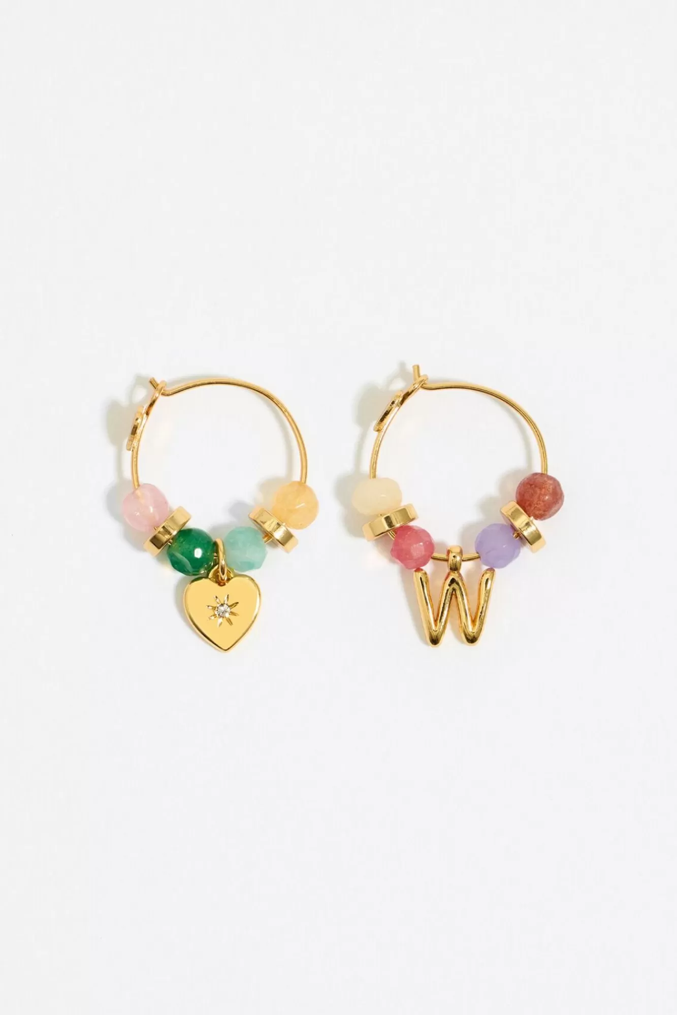 BIMBA Y LOLA Pendientes Letra W Piedras Multicolores Fashion